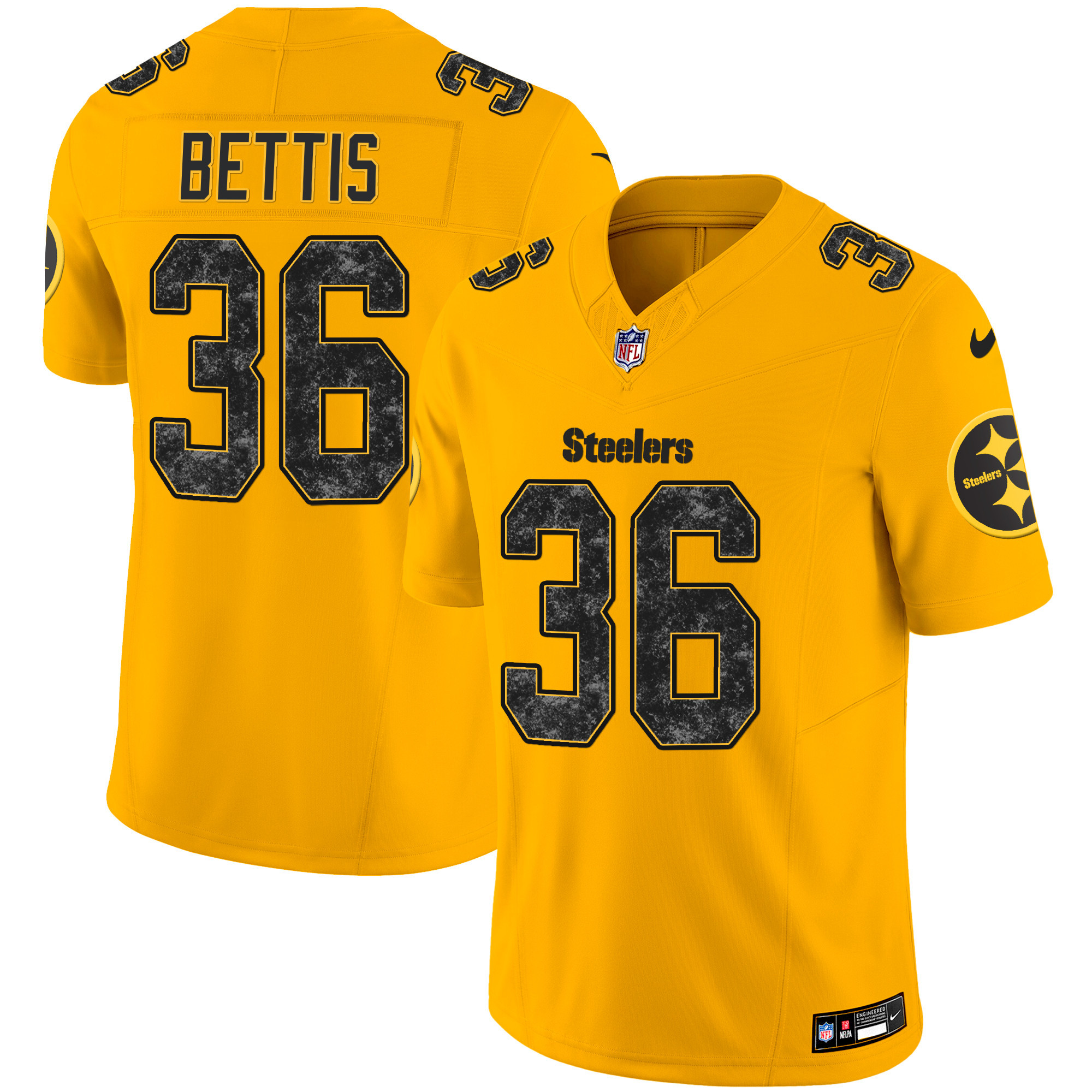 Jerome Bettis Men's Pittsburgh Steelers Grunge Vapor Limited Gold Jersey - All Stitched