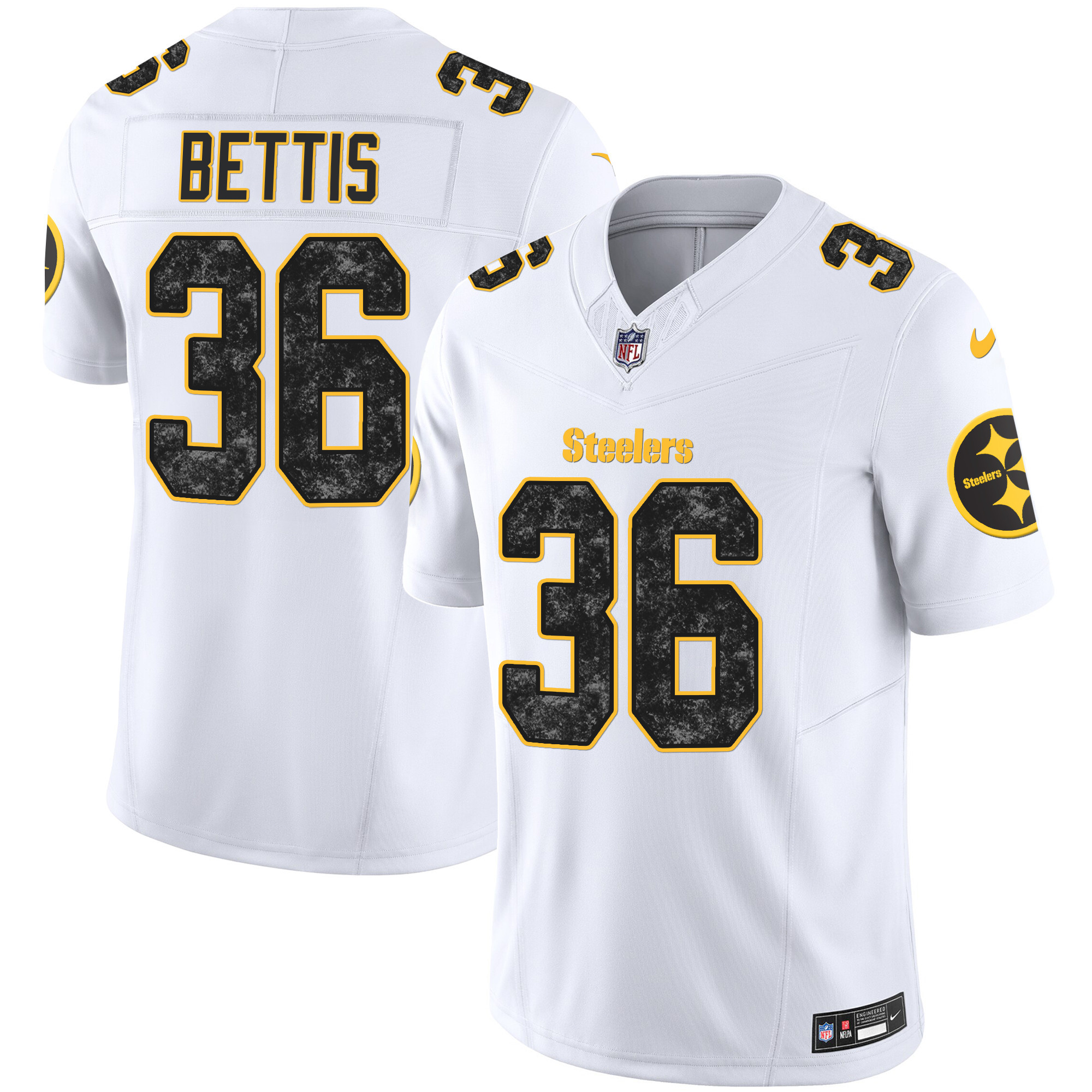 Jerome Bettis Men's Pittsburgh Steelers Grunge Vapor Limited White Jersey - All Stitched