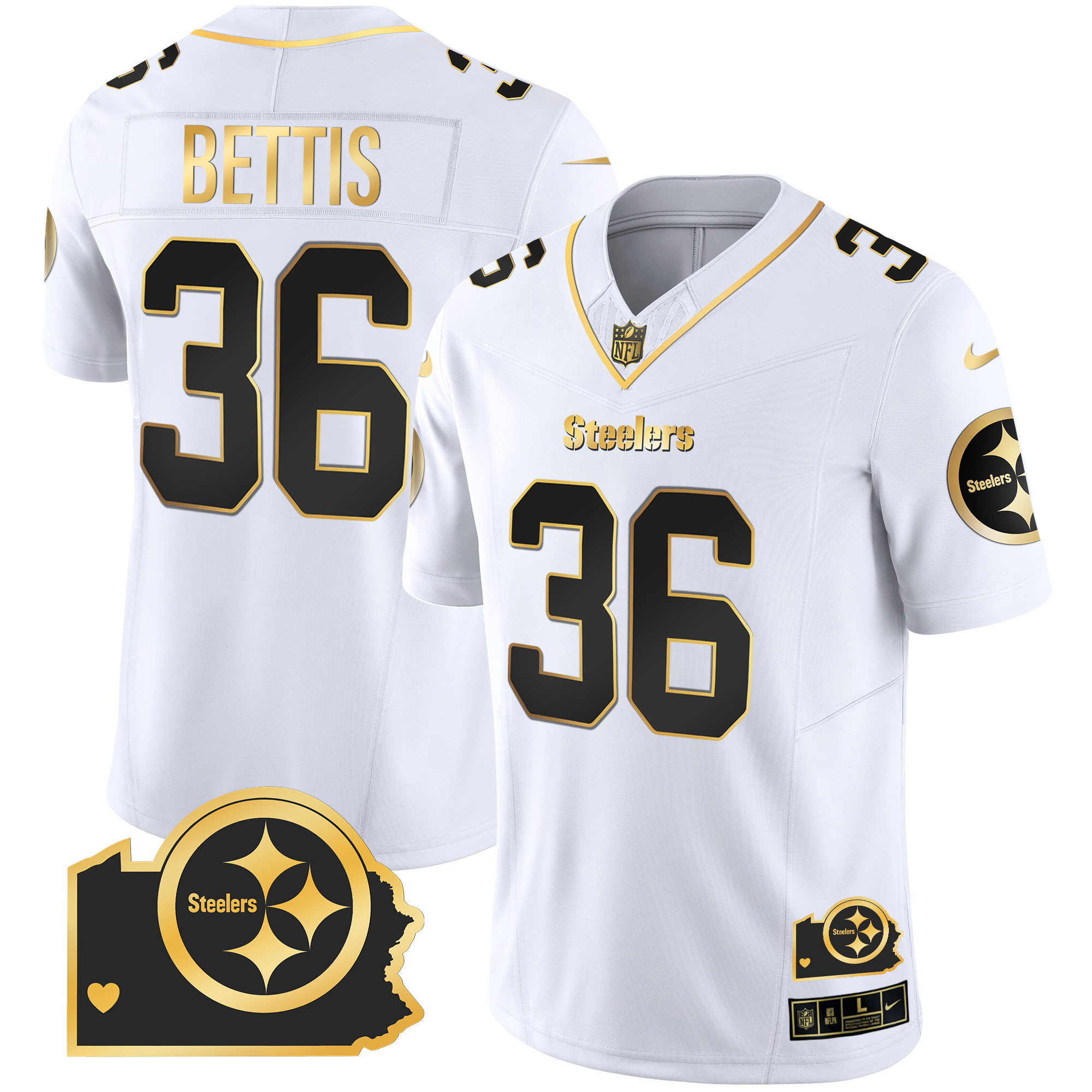 Jerome Bettis Men's Pittsburgh Steelers Home Patch Gold Vapor White Gold Jersey - All Stitched