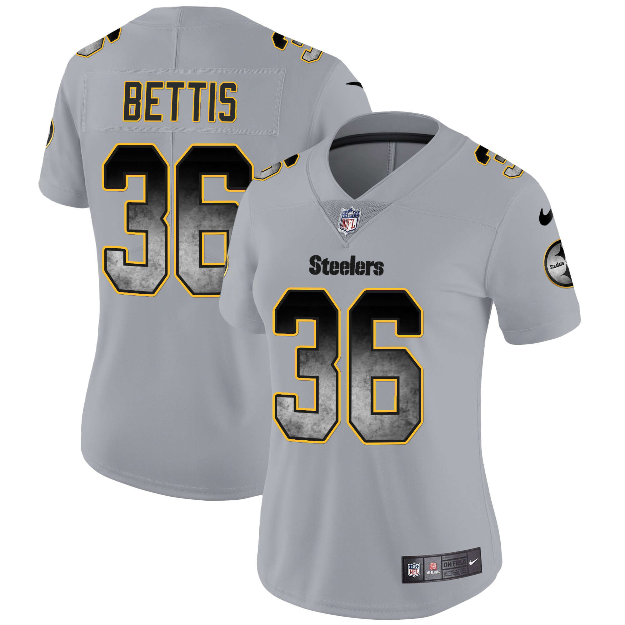 Jerome Bettis Women's Pittsburgh Steelers Arch Smoke Vapor Gray Jersey - All Stitched