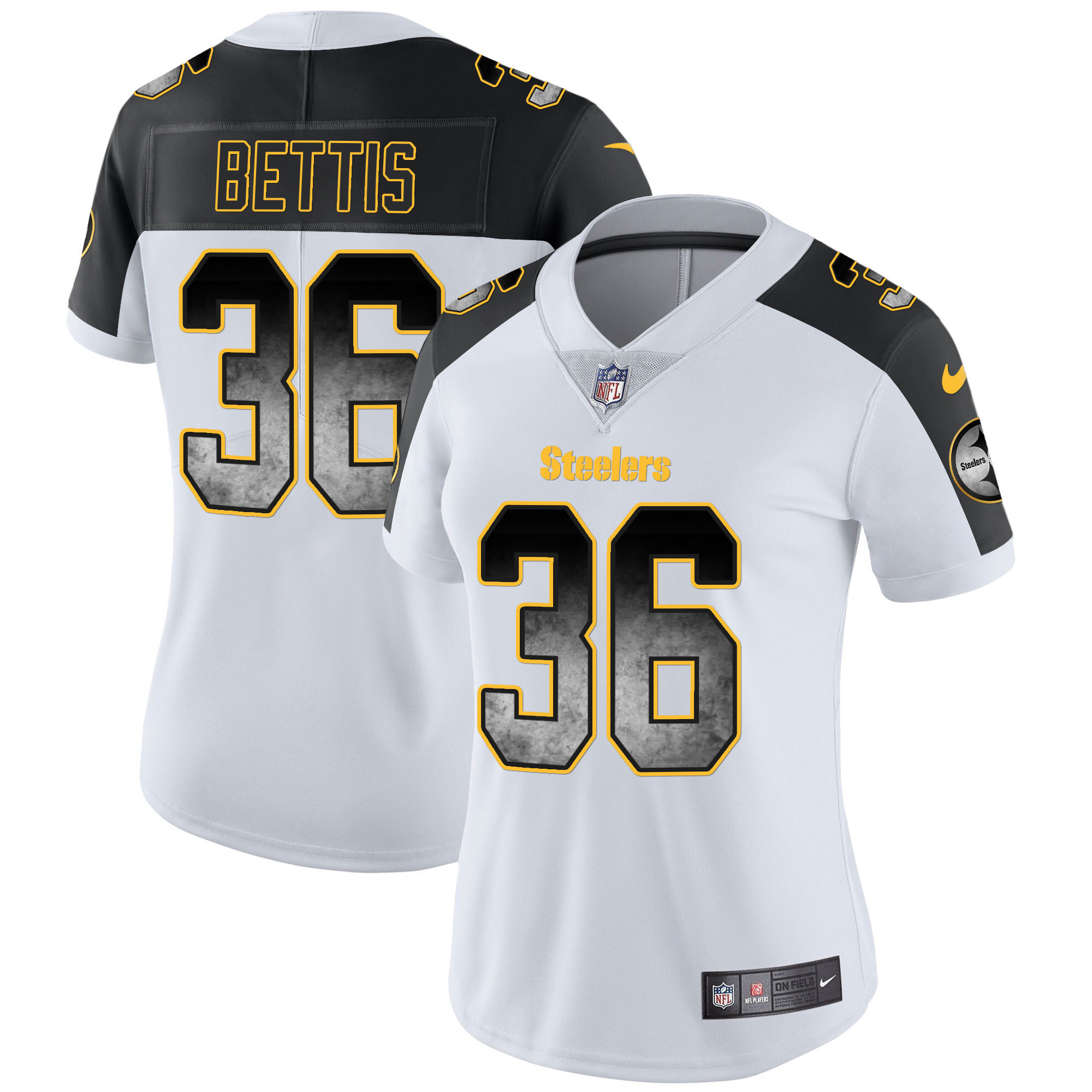 Jerome Bettis Women's Pittsburgh Steelers Arch Smoke Vapor Inverted Jersey - All Stitched