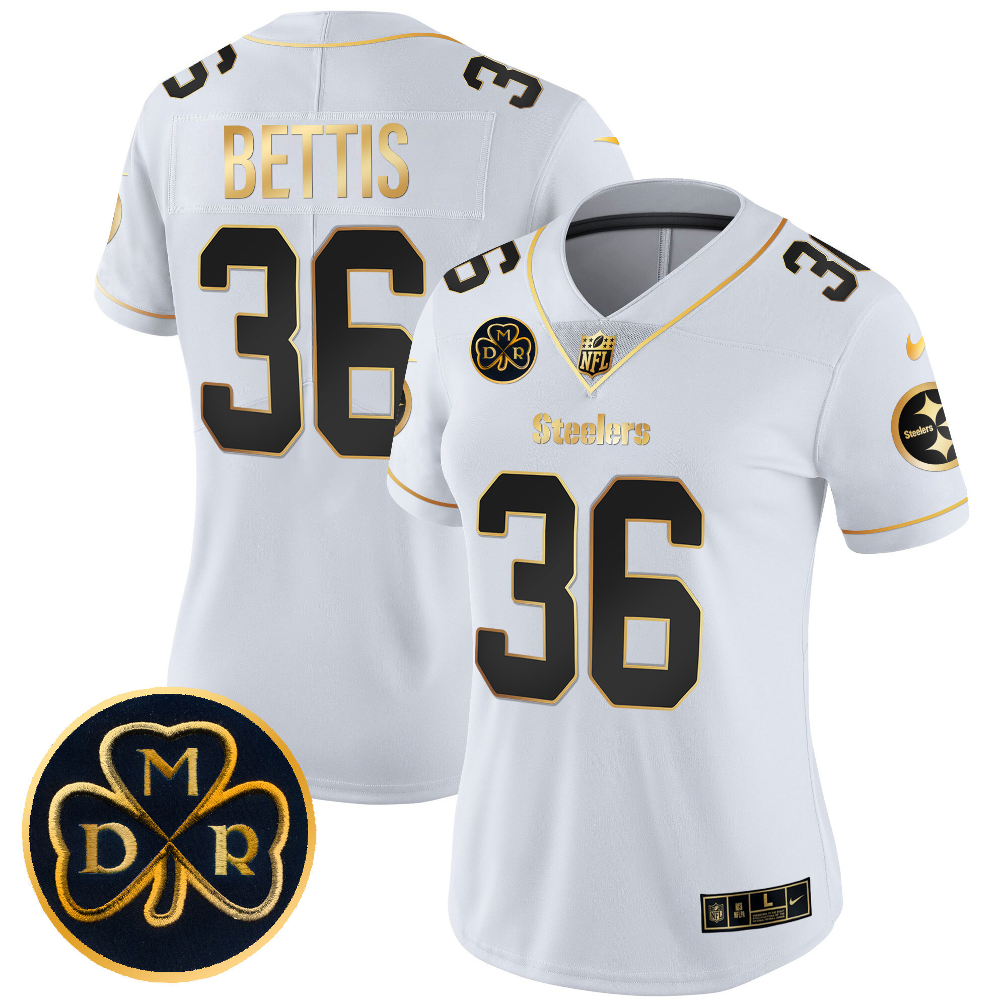 Jerome Bettis Women's Pittsburgh Steelers DMR Patch Gold Vapor Limited White Gold Jersey - All Stitched