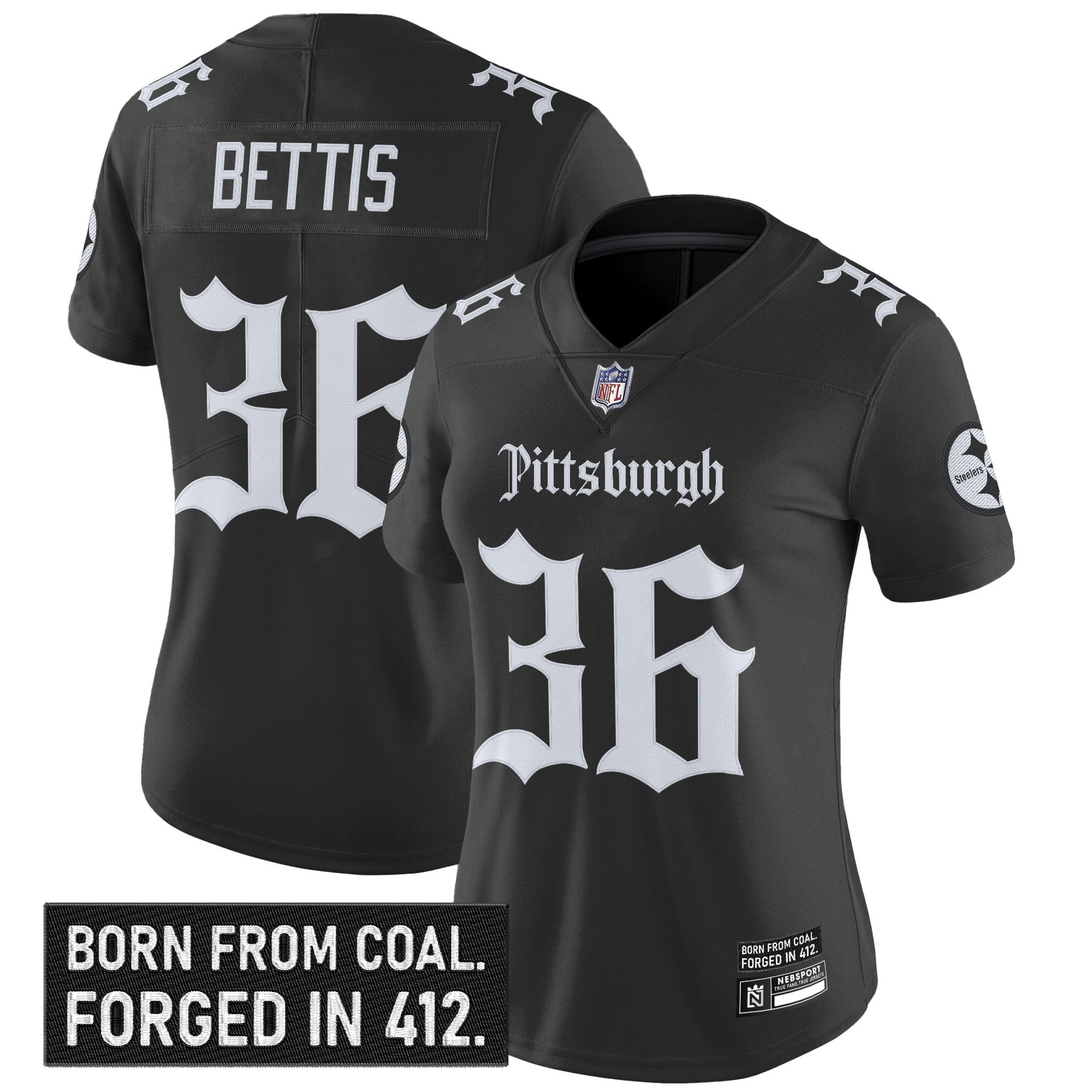 Jerome Bettis Women's Pittsburgh Steelers 'Gothic Steel City Edition' Vapor Limited Black Jersey - All Stitched