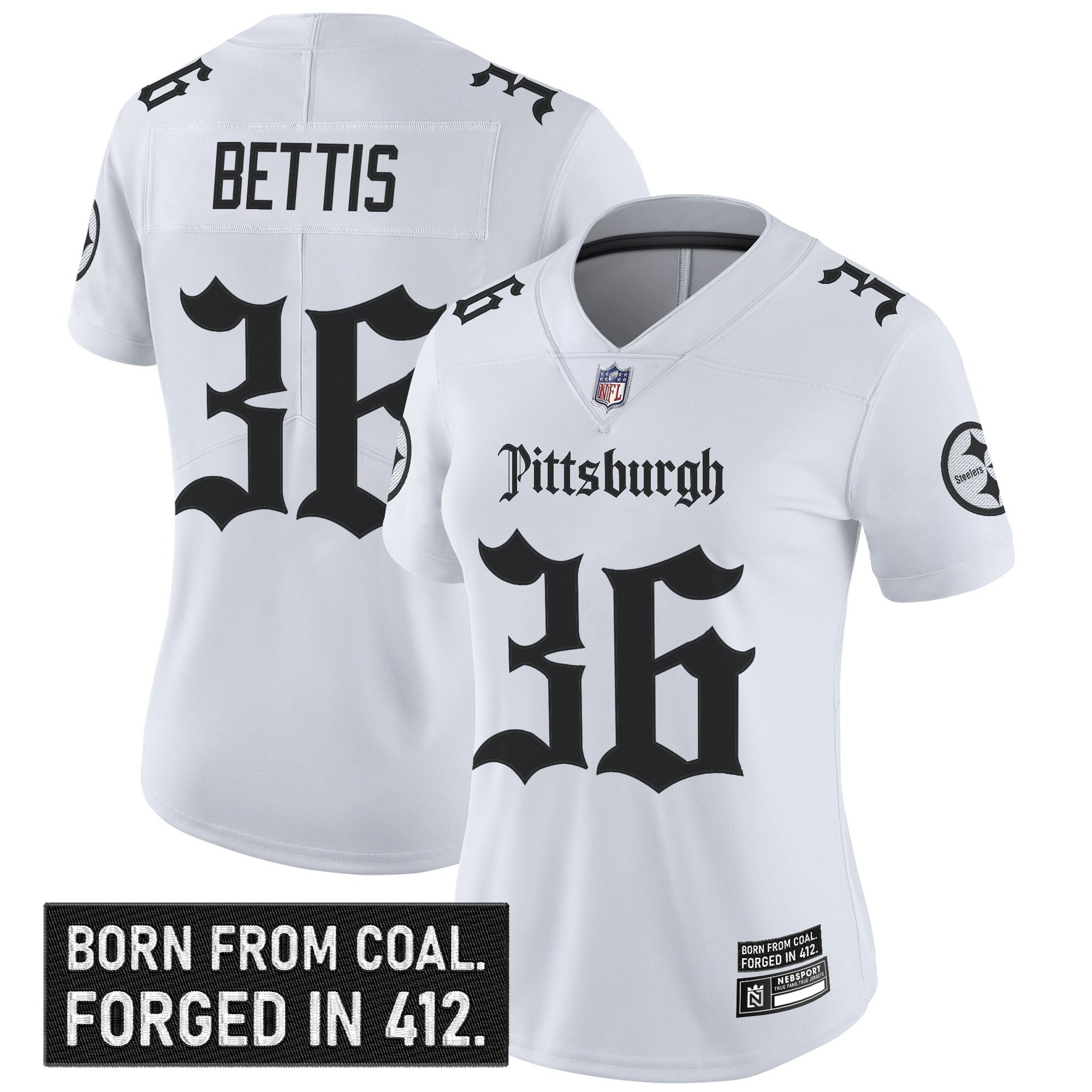 Jerome Bettis Women's Pittsburgh Steelers 'Gothic Steel City Edition' Vapor Limited White Jersey - All Stitched
