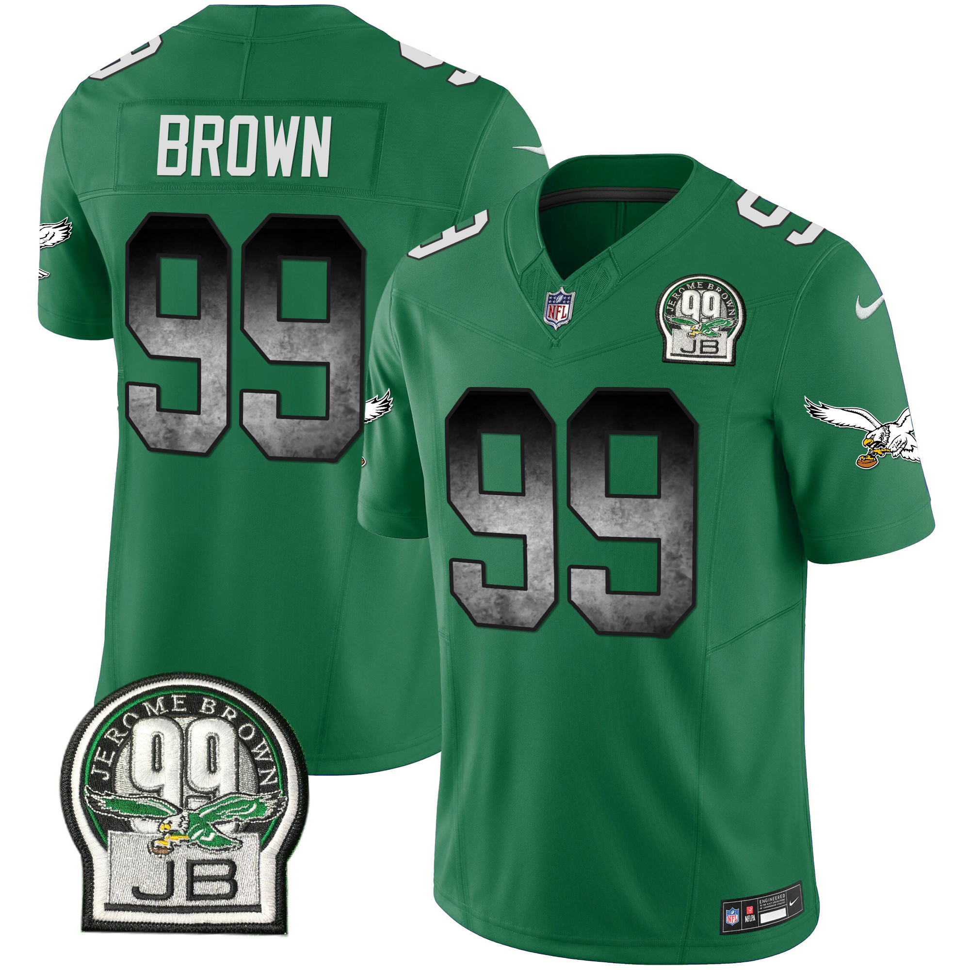 Jerome Brown Men's Philadelphia Eagles Arch Smoke Kelly Green Vapor Kelly Green Jersey - All Stitched