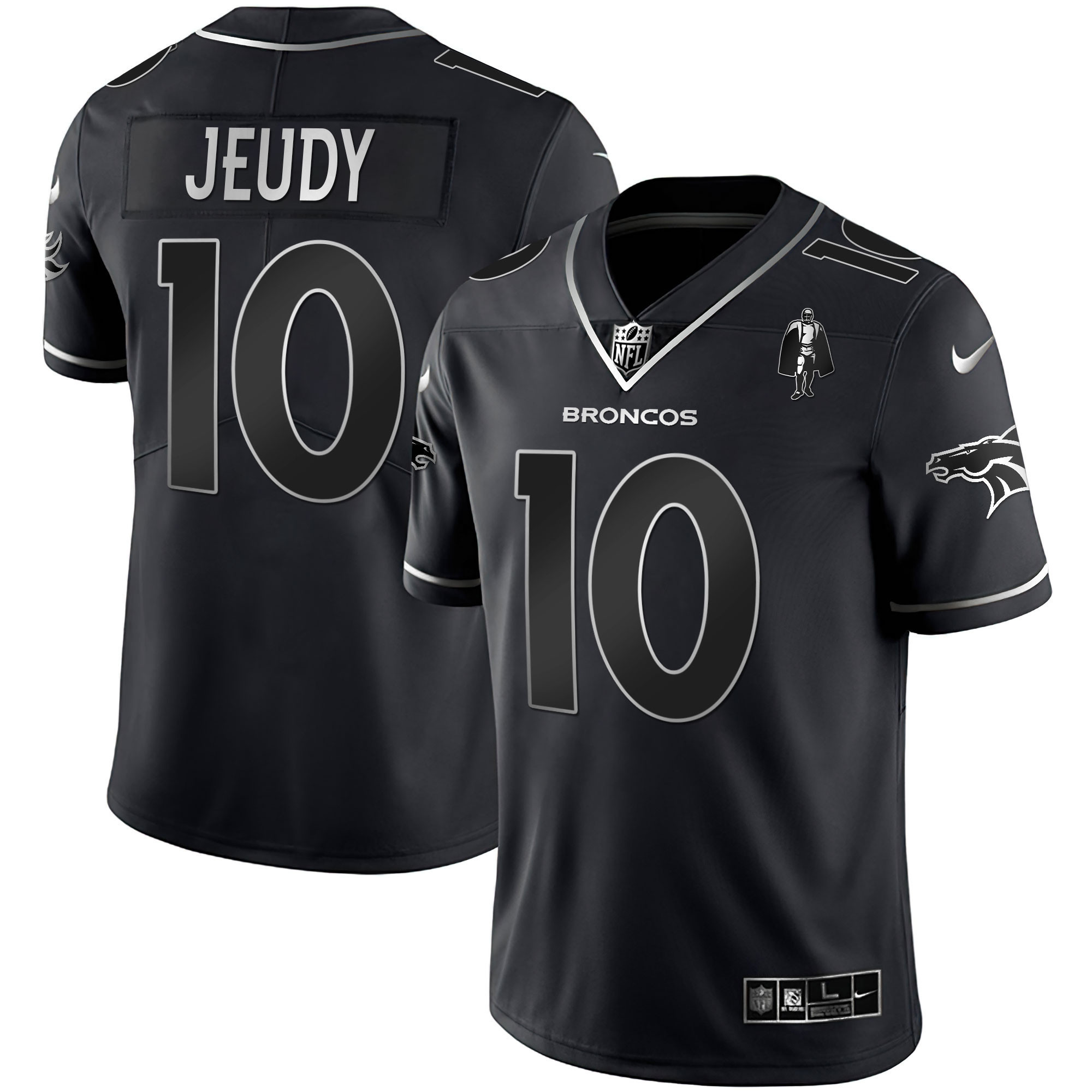 Jerry Jeudy Women's Denver Broncos White Gold and Black Gold Black Silver Jersey - All Stitched