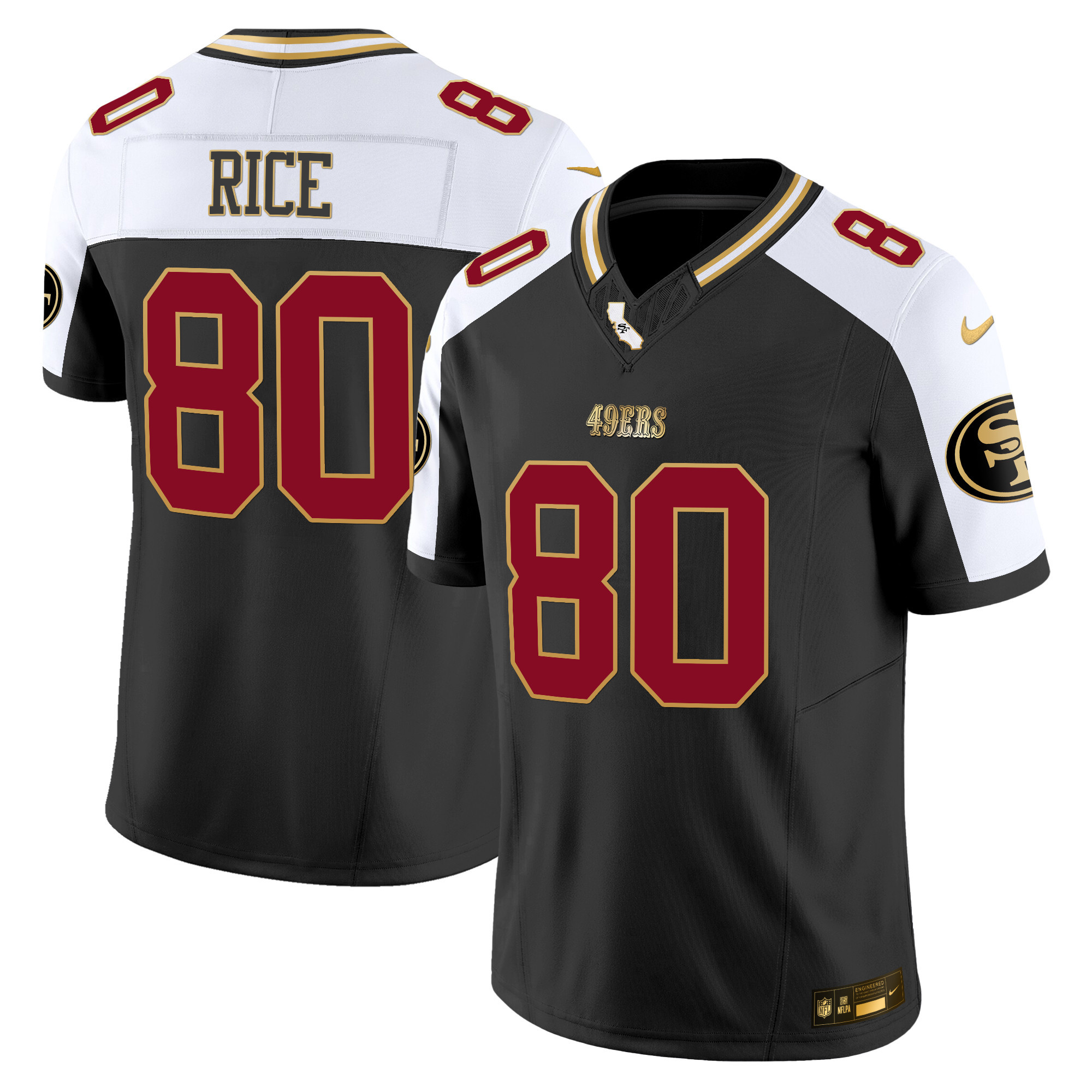 Jerry Rice Men's San Francisco 49ers 2024 Gold Vapor Black Alternate Jersey - All Stitched