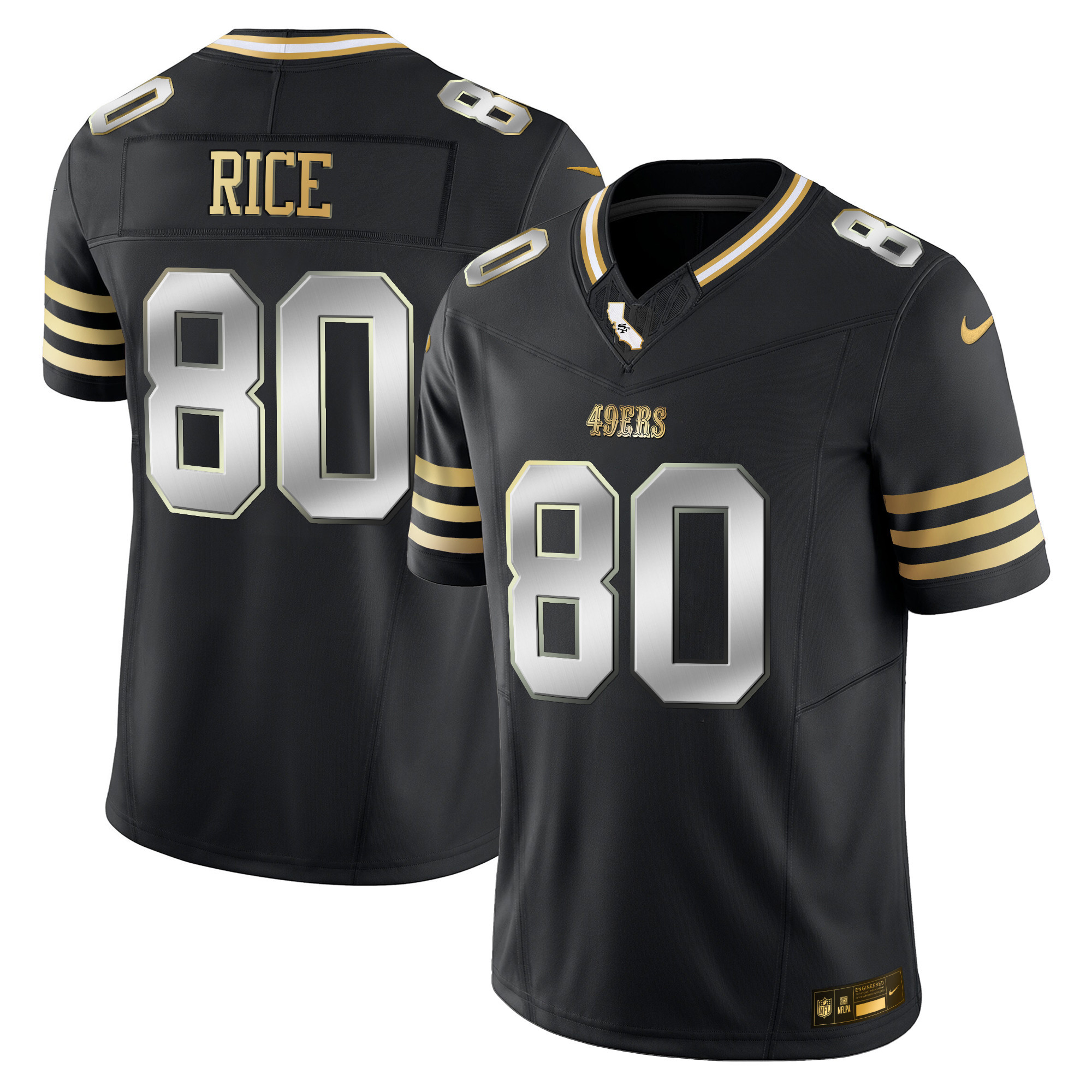Jerry Rice Men's San Francisco 49ers 2024 Gold Vapor Black Limited Jersey - All Stitched