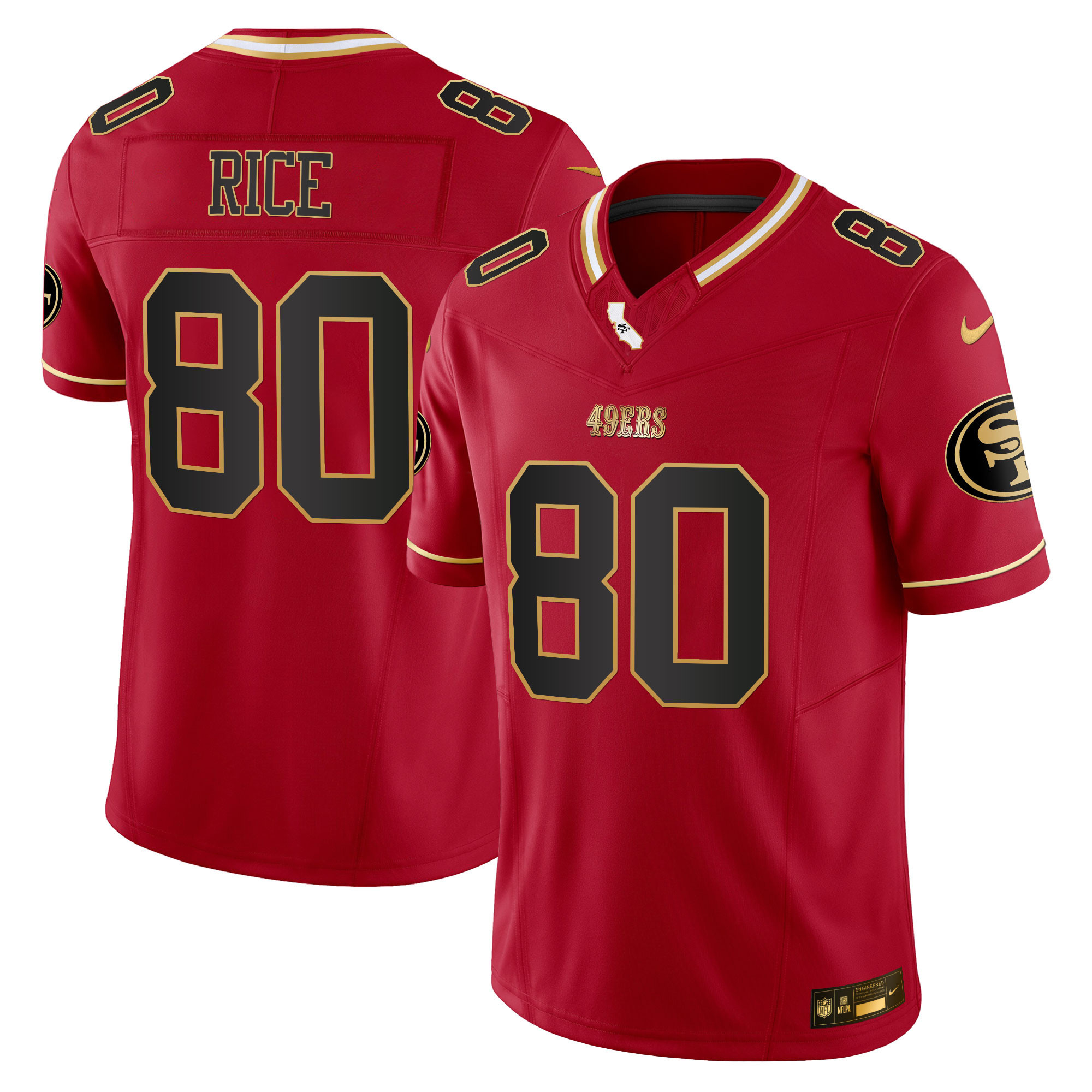 Jerry Rice Men's San Francisco 49ers 2024 Gold Vapor Scarlet Limited Jersey - All Stitched