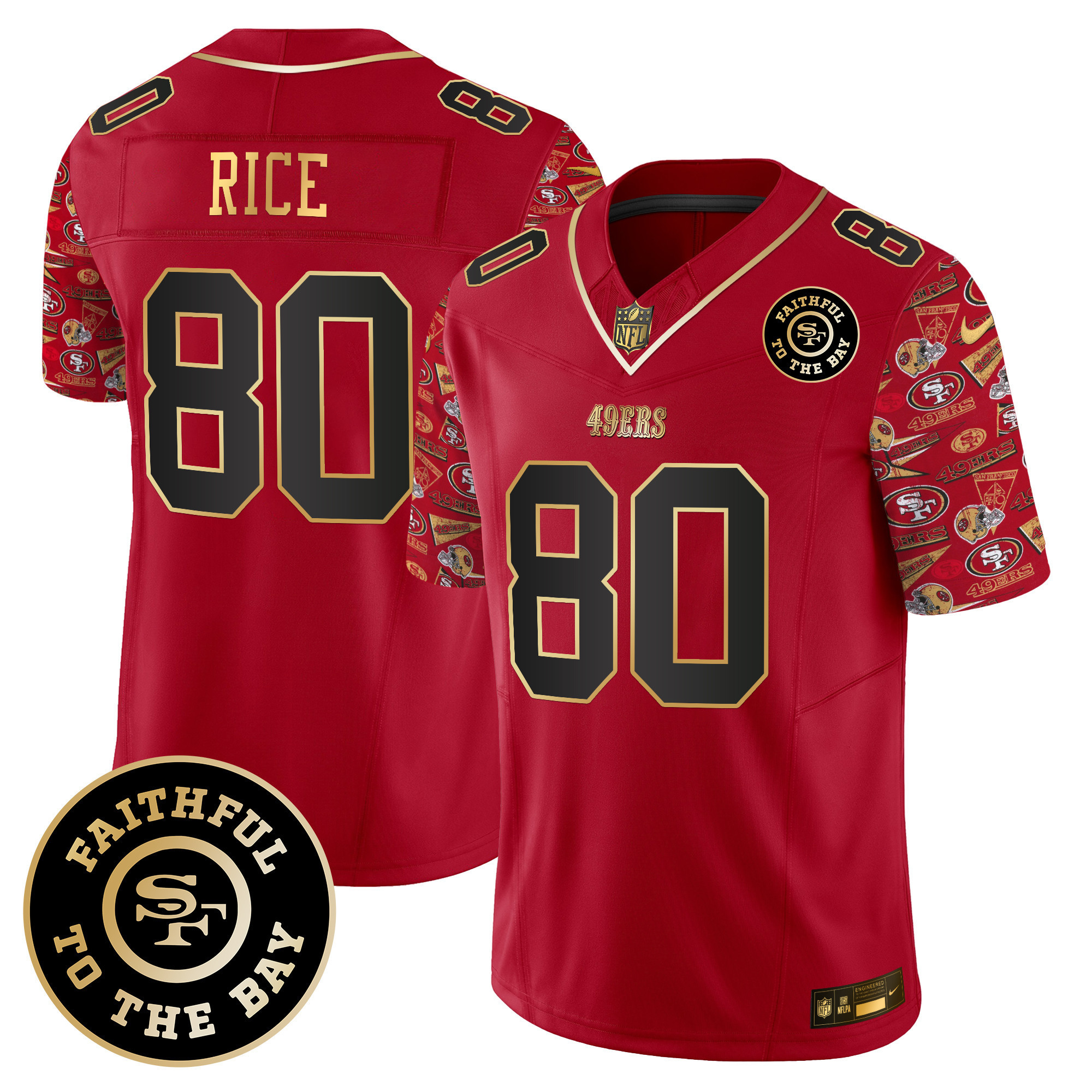 Jerry Rice Men's San Francisco 49ers Pattern Style Vapor Limited Scarlet Limited Jersey - All Stitched