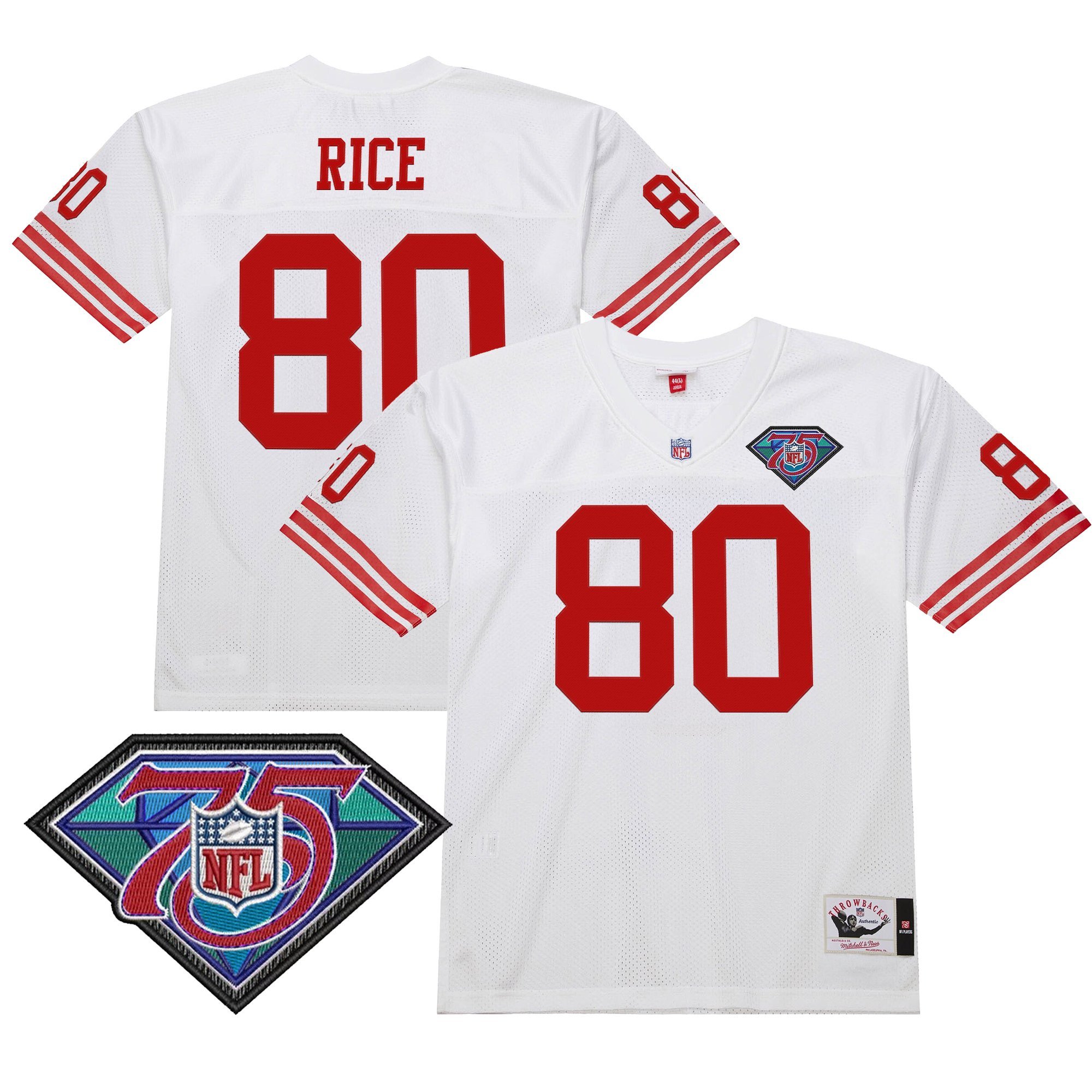 Jerry Rice Men's San Francisco 49ers Throwback Player White Retired Jersey - All Stitched