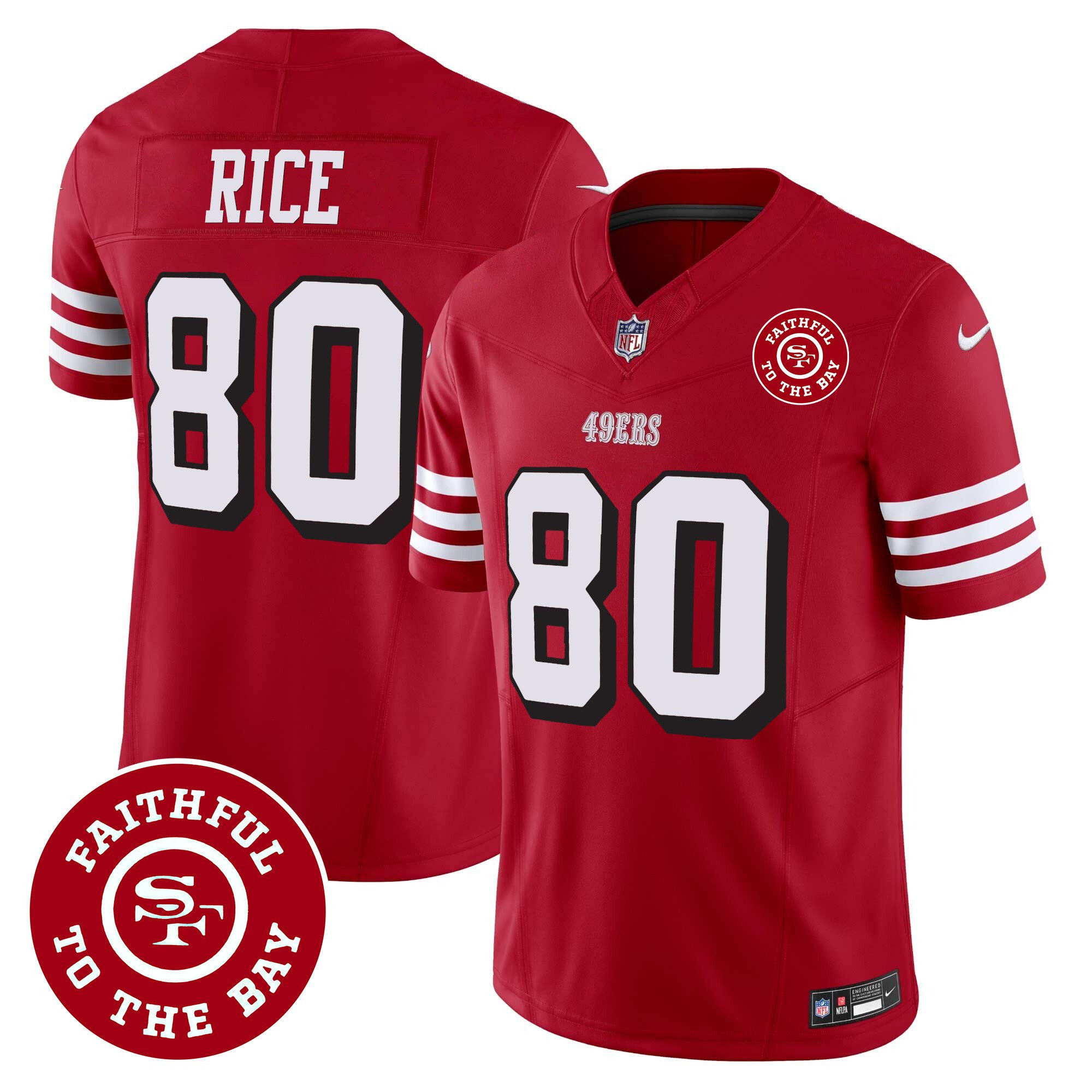 Jerry Rice San Francisco 49ers Faithful To The Bay Patch Vapor Red Jersey - All Stitched