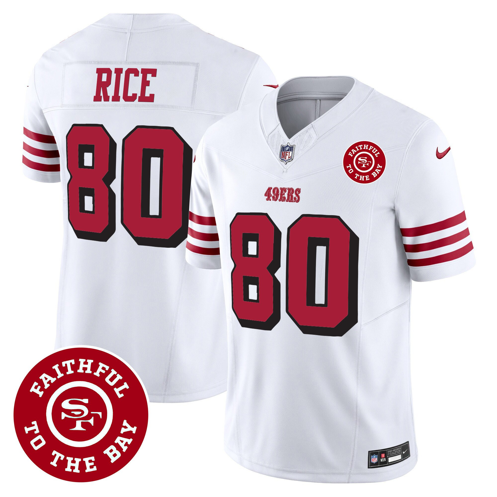 Jerry Rice San Francisco 49ers Faithful To The Bay Patch Vapor White Jersey - All Stitched