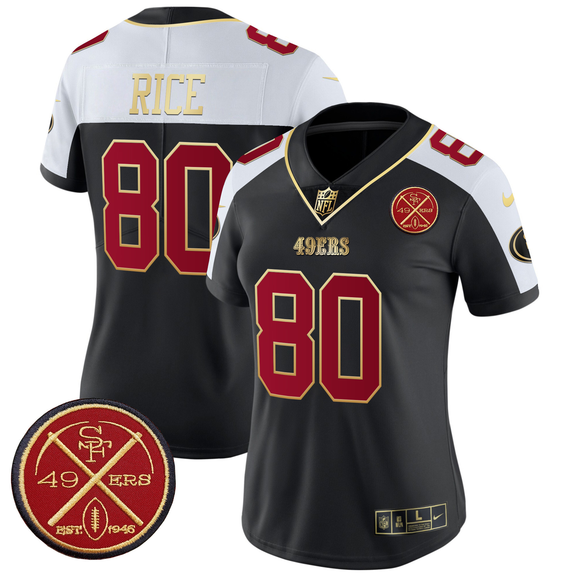 Jerry Rice Women's San Francisco 49ers Est.1946 Patch Vapor Limited Black Alternate Jersey - All Stitched