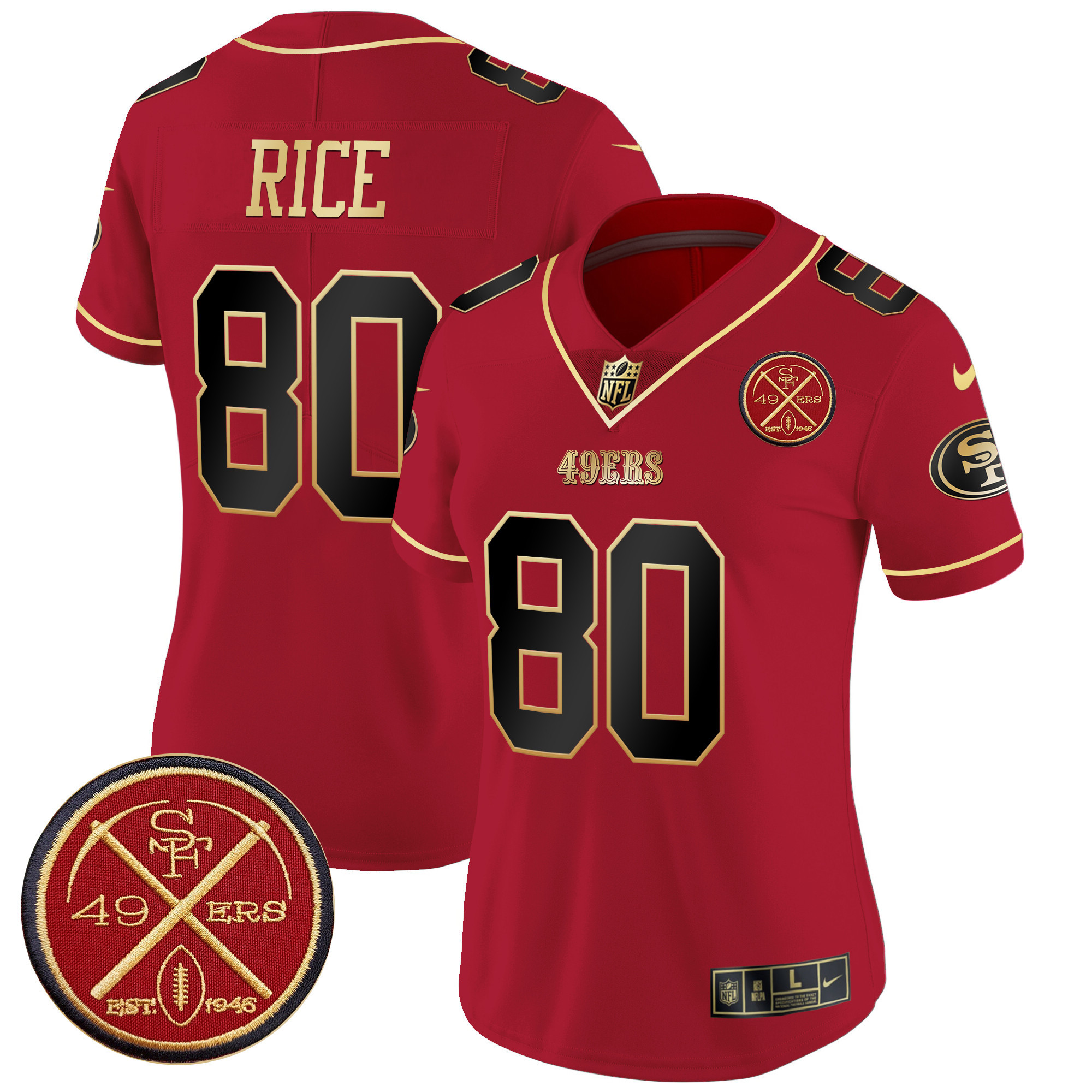 Jerry Rice Women's San Francisco 49ers Est.1946 Patch Vapor Limited Scarlet Limited Jersey - All Stitched