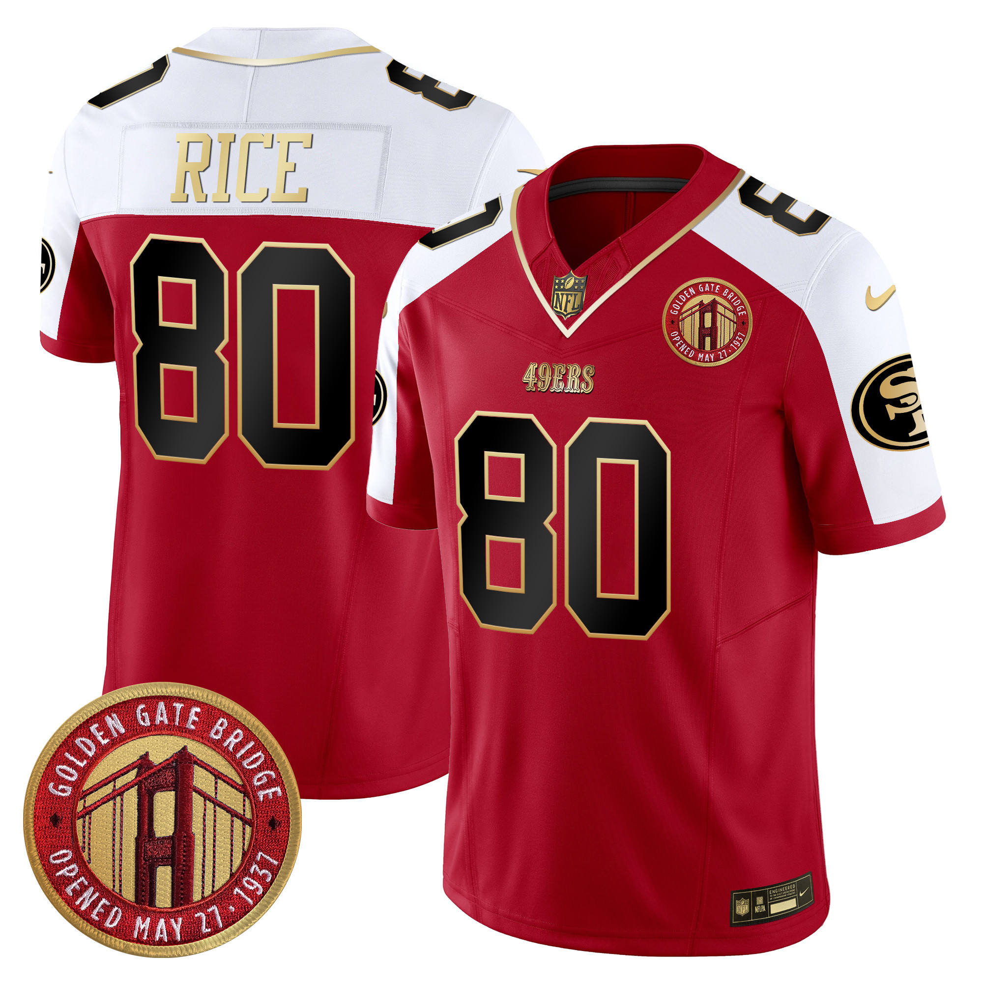 Jerry Rice Youth's San Francisco 49ers Golden Gate Bridge Patch Vapor Limited Alternate Jersey - All Stitched