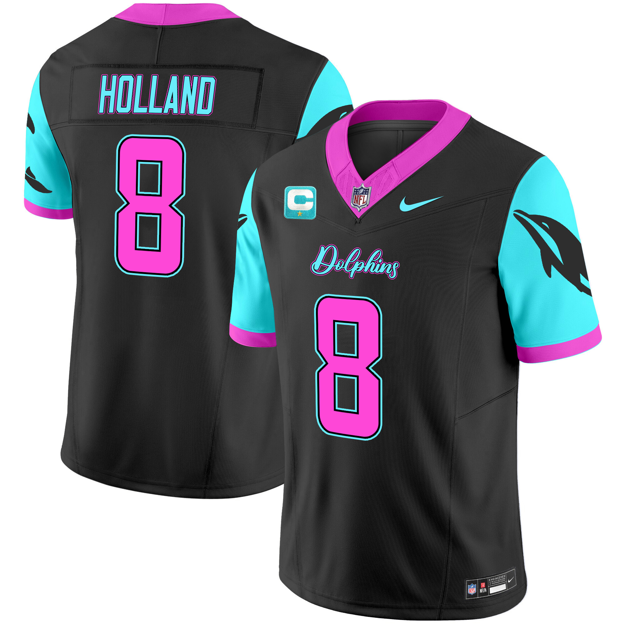 Jevon Holland Men's Miami Dolphins "Miami Vice" Vapor Limited Black Jersey - All Stitched