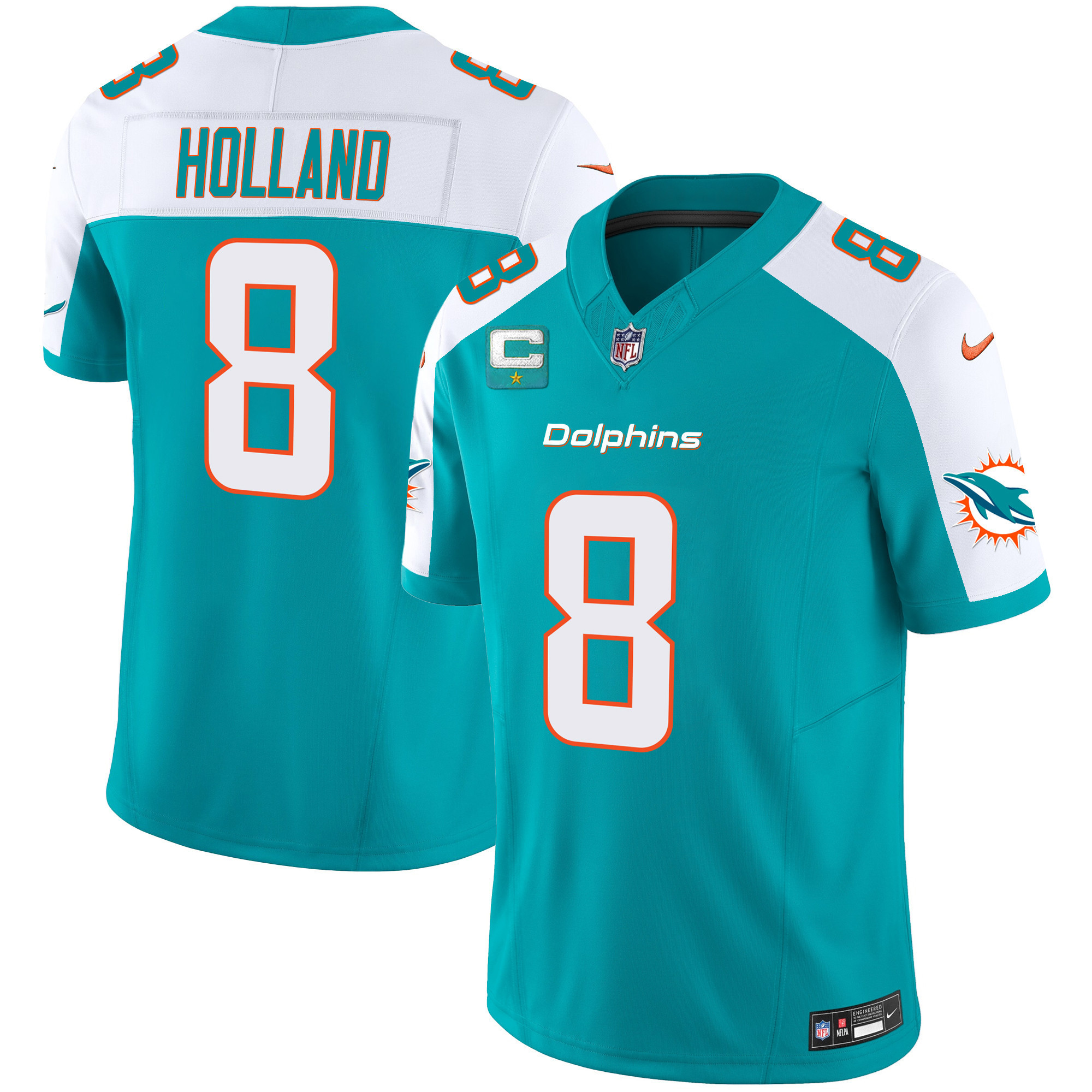 Jevon Holland Men's Miami Dolphins Vapor Limited Aqua Alternate Jersey - All Stitched