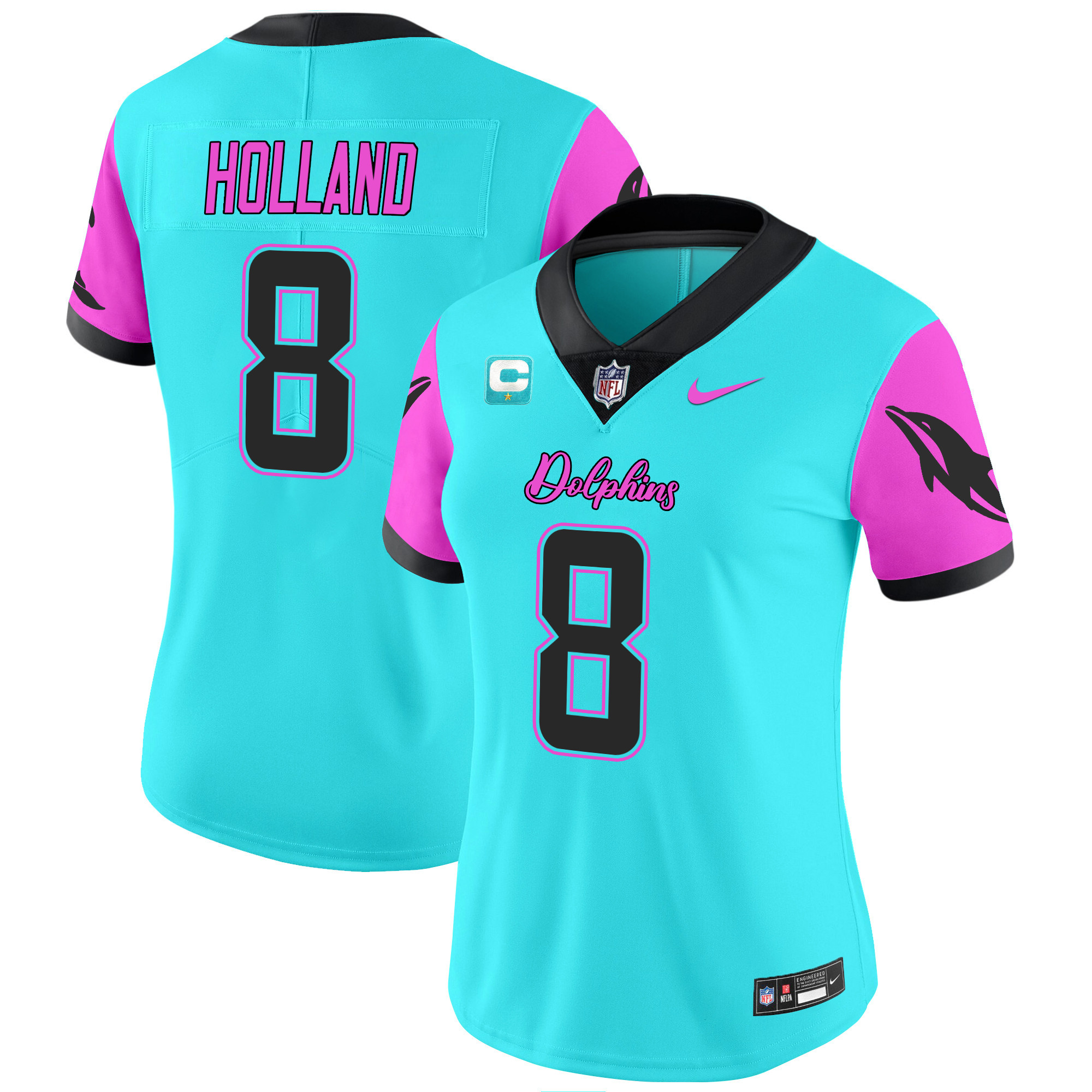 Jevon Holland Women's Miami Dolphins Miami Vice Vapor Limited Aqua Jersey - All Stitched