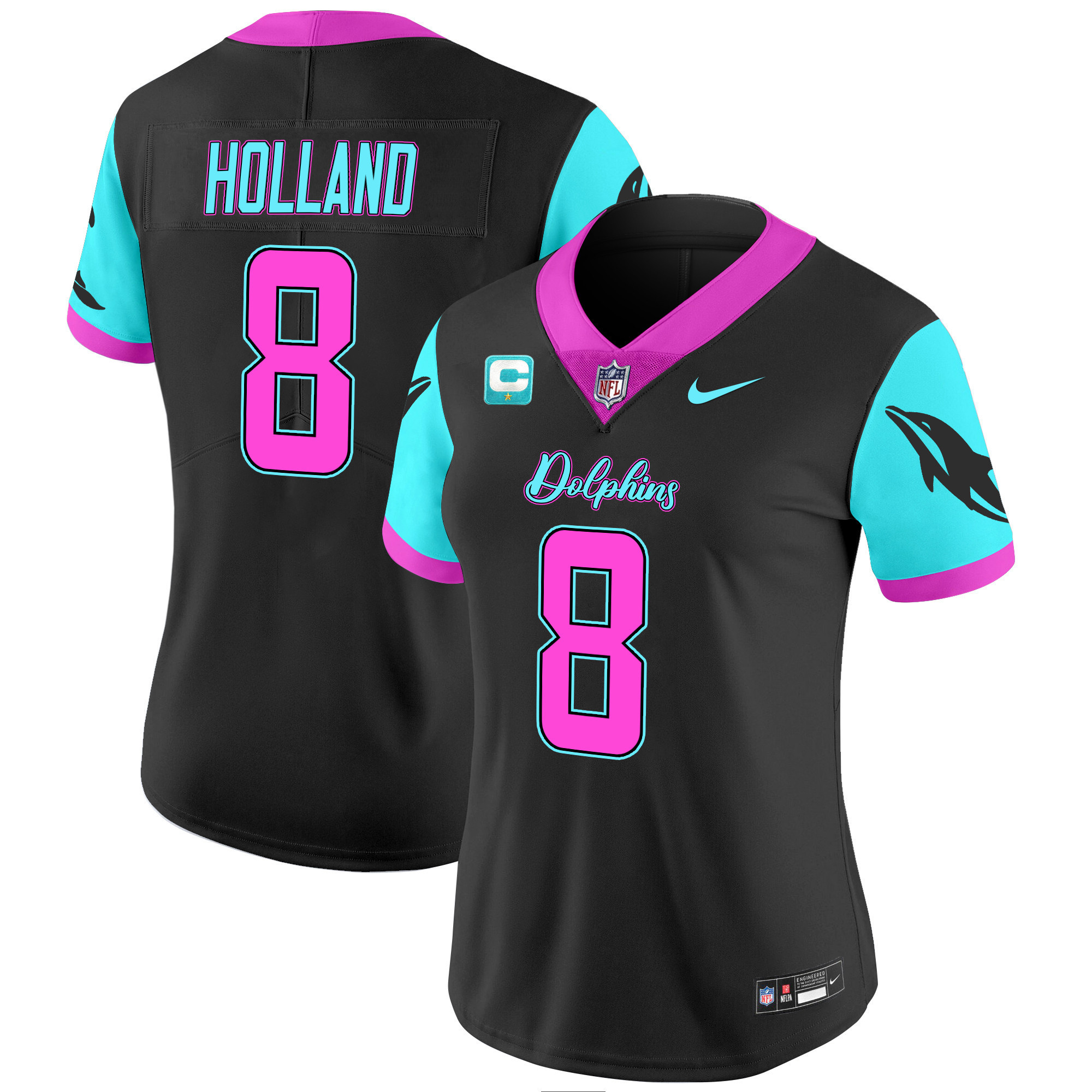 Jevon Holland Women's Miami Dolphins Miami Vice Vapor Limited Black Jersey - All Stitched