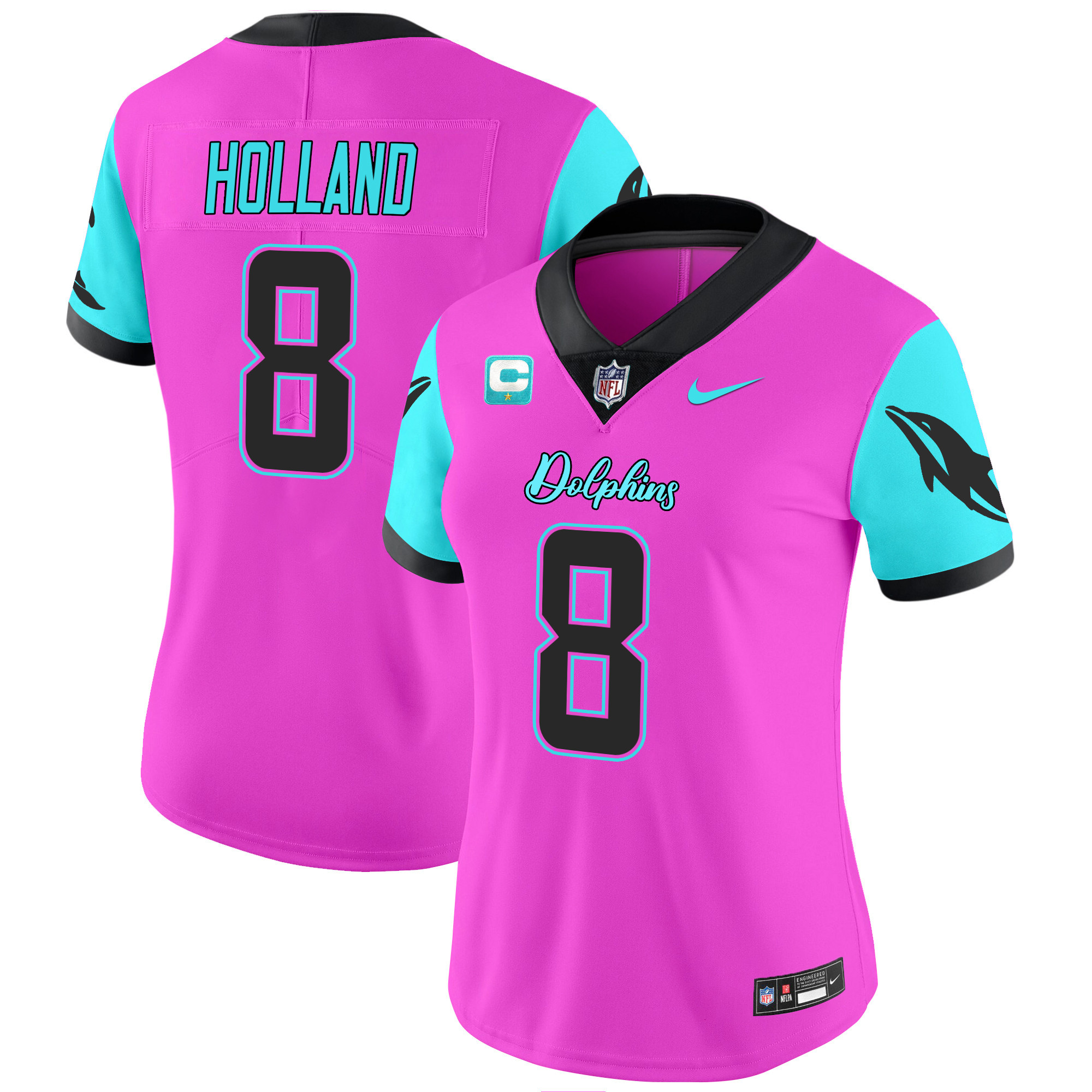 Jevon Holland Women's Miami Dolphins Miami Vice Vapor Limited Pink Jersey - All Stitched