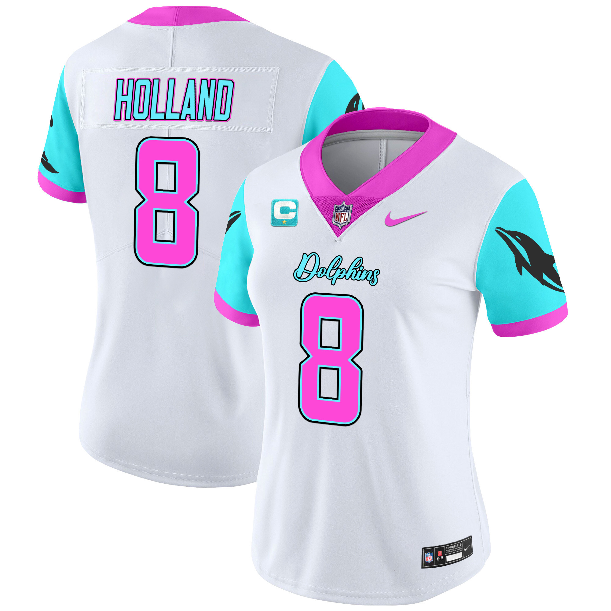 Jevon Holland Women's Miami Dolphins Miami Vice Vapor Limited White Jersey - All Stitched