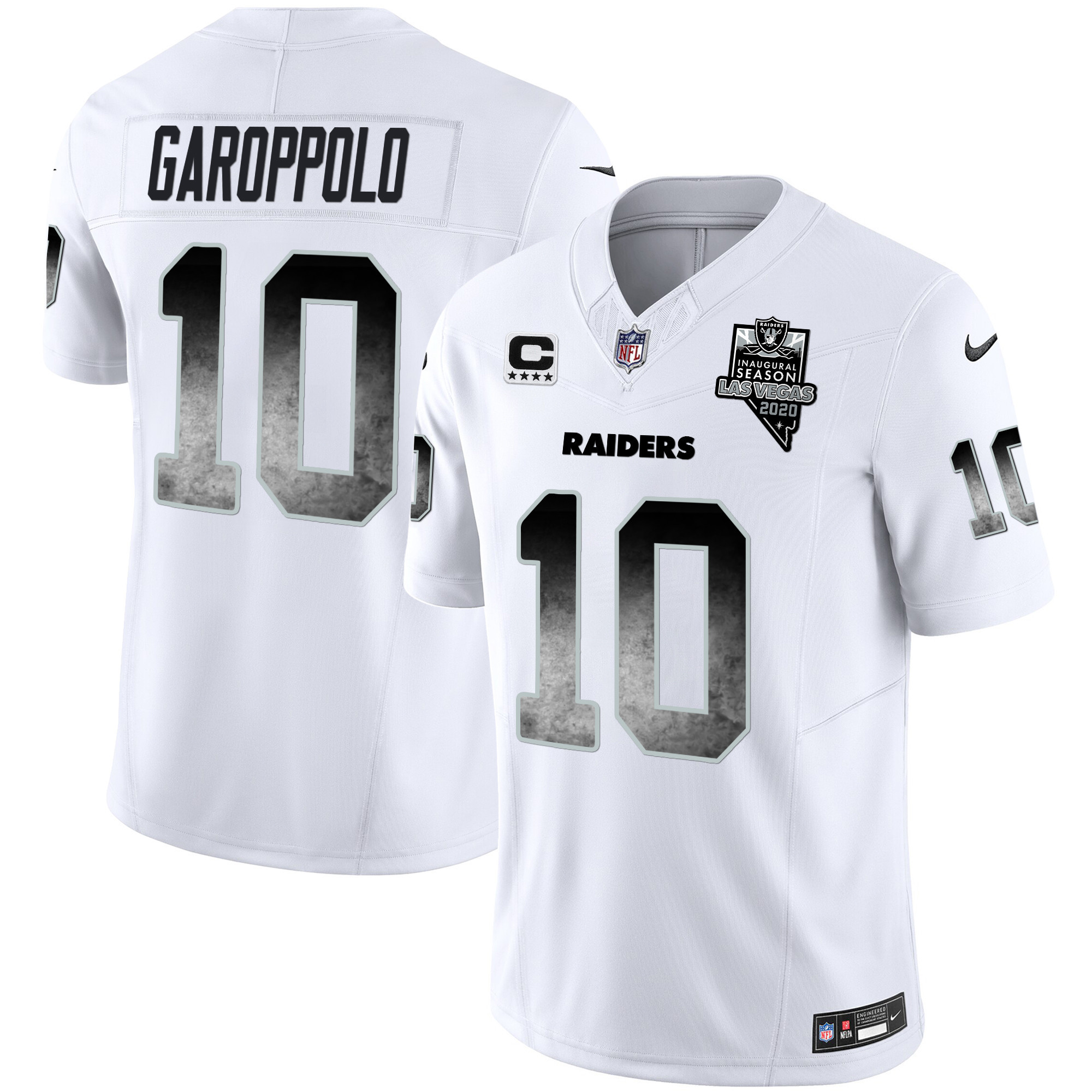 Jimmy Garoppolo Men's Las Vegas Raiders Arch Smoke Vapor White Jersey - All Stitched