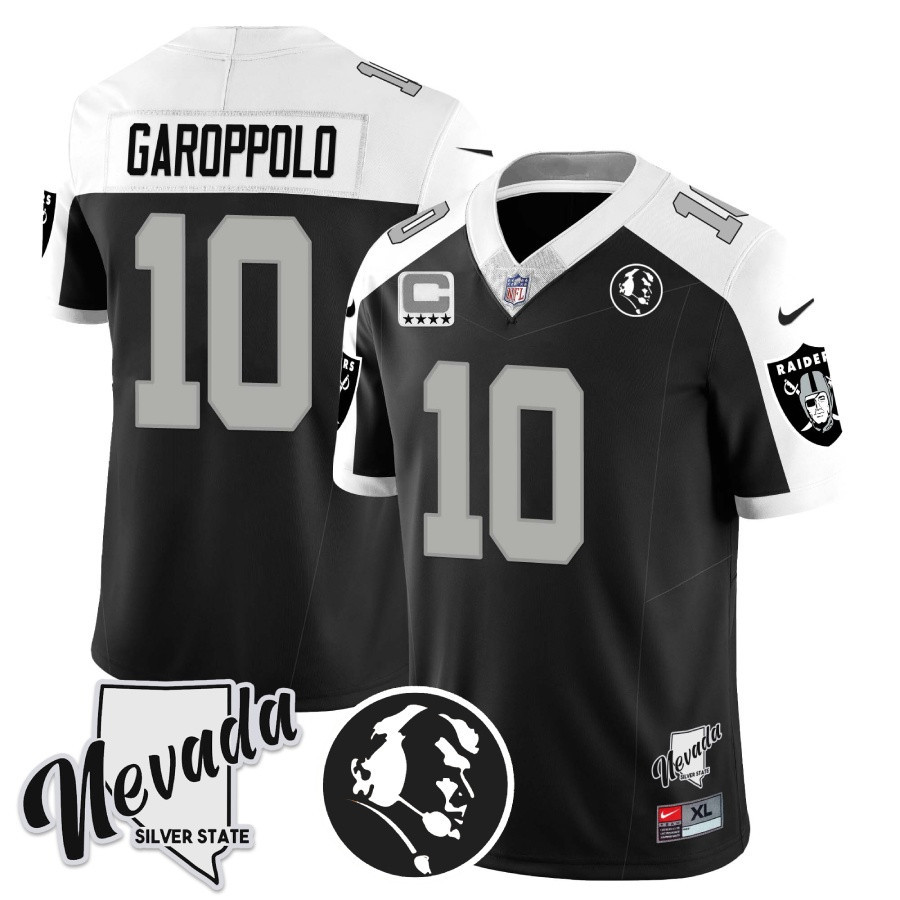 Jimmy Garoppolo Men's Las Vegas Raiders John Madden Honoring & Nevada Silver State Patch Vapor Alternate Jersey - All Stitched