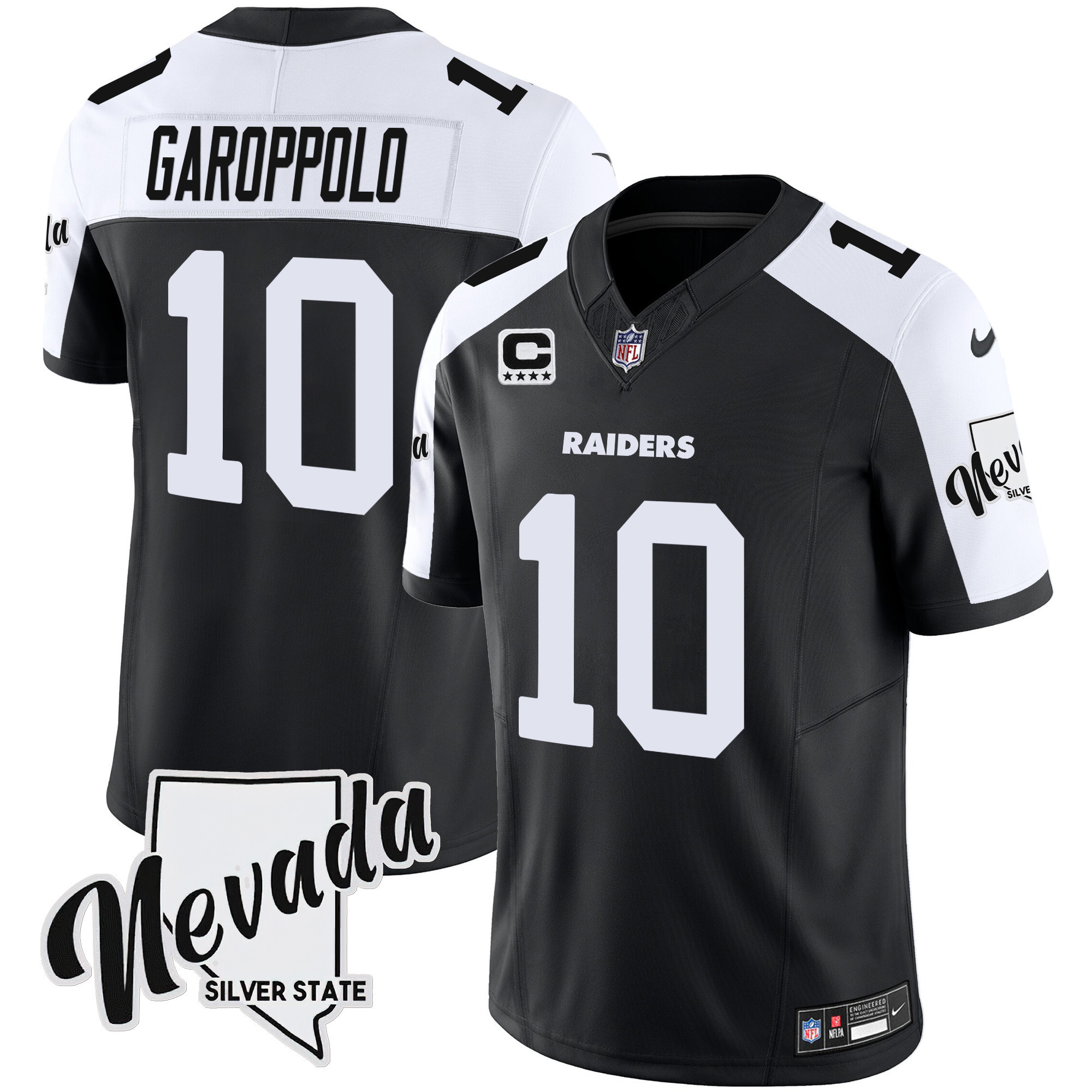 Jimmy Garoppolo Men's Las Vegas Raiders Nevada Silver State Patch Vapor Black Alternate Jersey - All Stitched