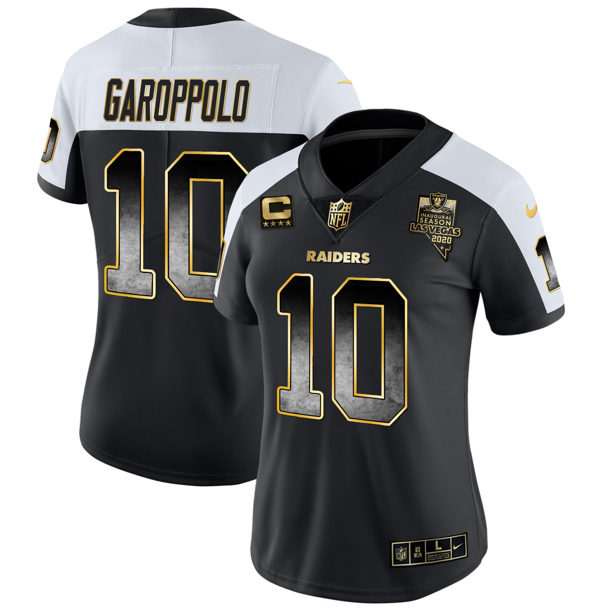 Jimmy Garoppolo Women's Las Vegas Raiders Gold Arch Smoke Vapor Alternate Jersey - All Stitched