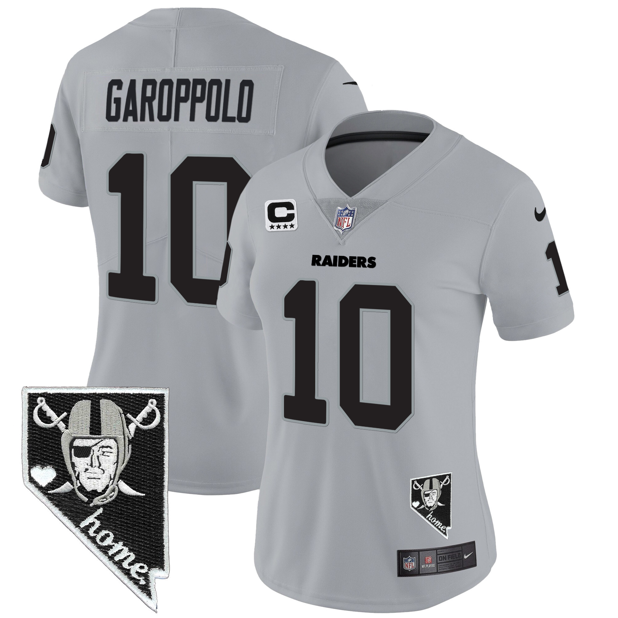Jimmy Garoppolo Women's Las Vegas Raiders Nevada Home Patch Vapor Gray Jersey - All Stitched