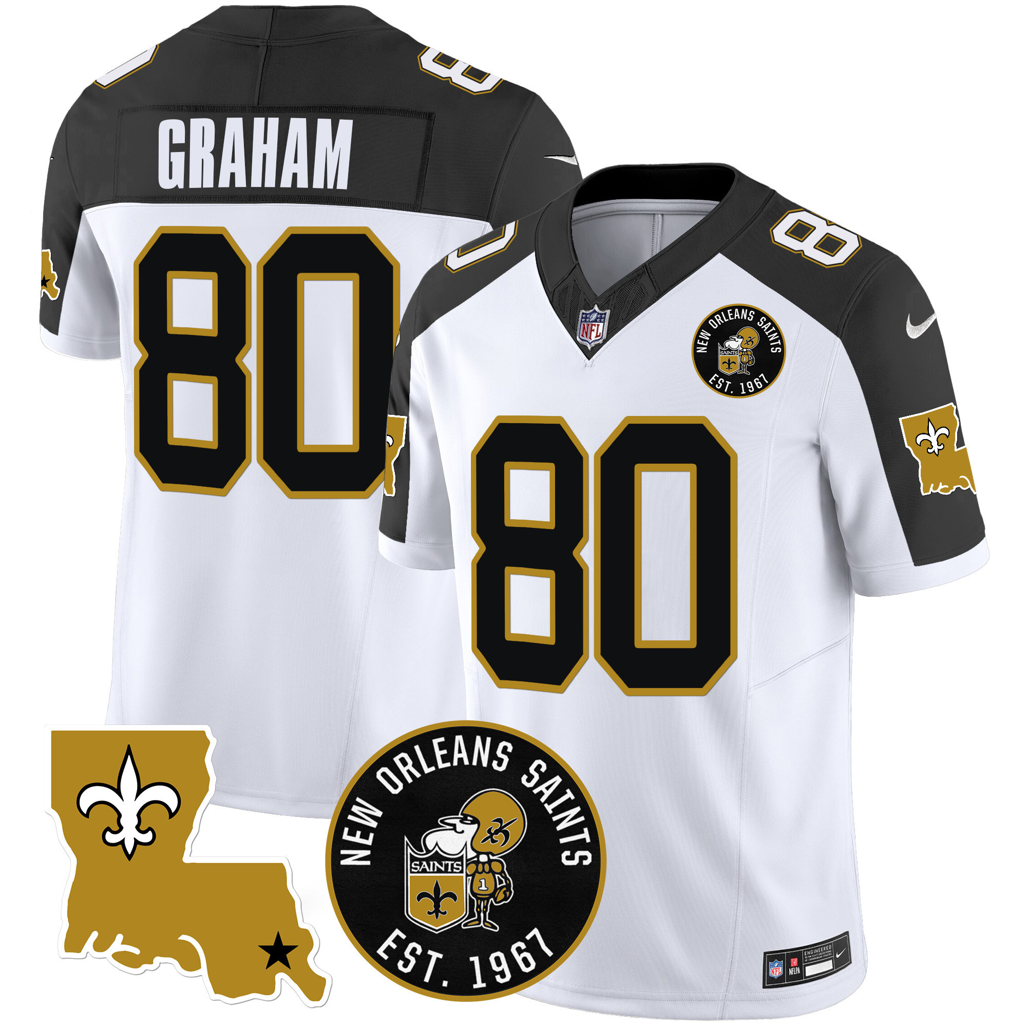 Jimmy Graham Men's New Orleans Saints EST. 1967 Patch Vapor Inverted Jersey - All Stitched