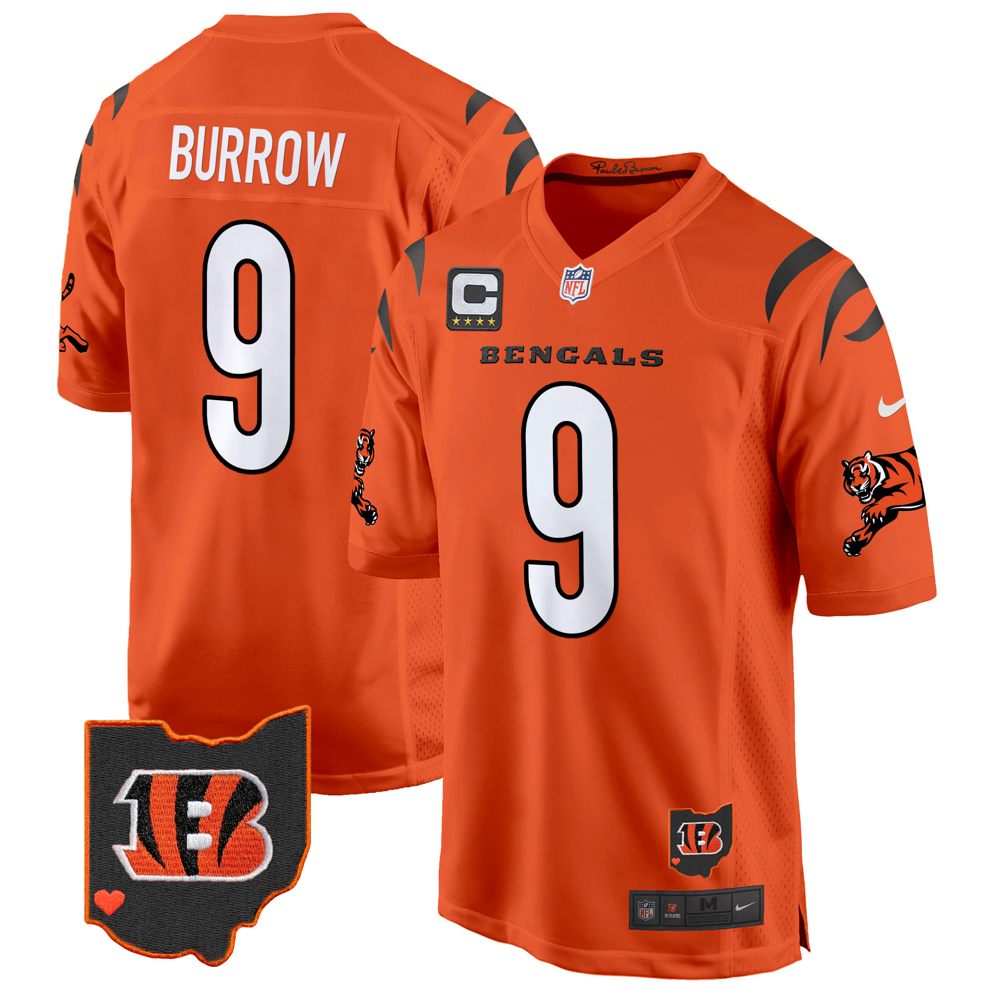 Joe Burrow Men's Cincinnati Bengals 2024 Game Orange Jersey - All Stitched