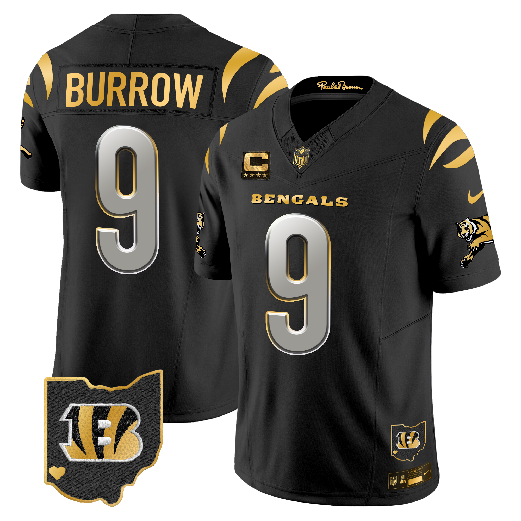 Joe Burrow Men's Cincinnati Bengals 2024 Gold Vapor Limited Black Limited Jersey - All Stitched