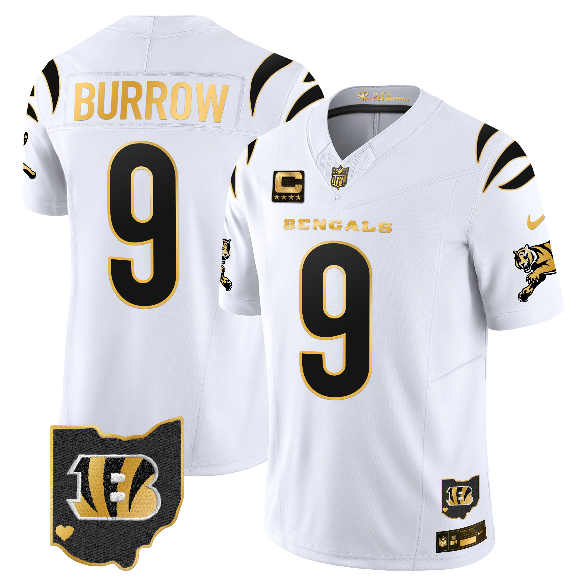 Joe Burrow Men's Cincinnati Bengals 2024 Gold Vapor Limited White Gold Jersey - All Stitched