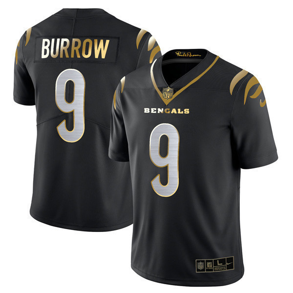 Joe Burrow Men's Cincinnati Bengals Player Vapor Limited Black Gold Jersey - All Stitched