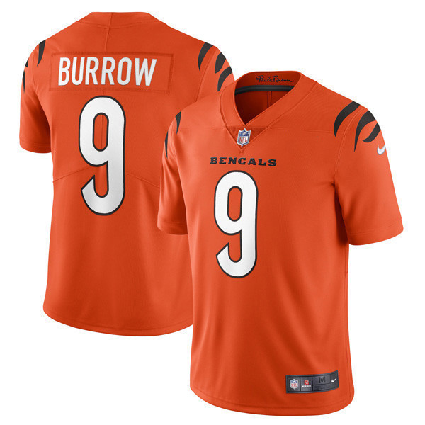 Joe Burrow Men's Cincinnati Bengals Player Vapor Limited Orange Jersey - All Stitched