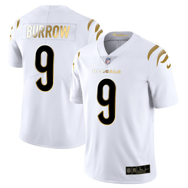 Joe Burrow Men's Cincinnati Bengals Player Vapor Limited White Gold Jersey - All Stitched