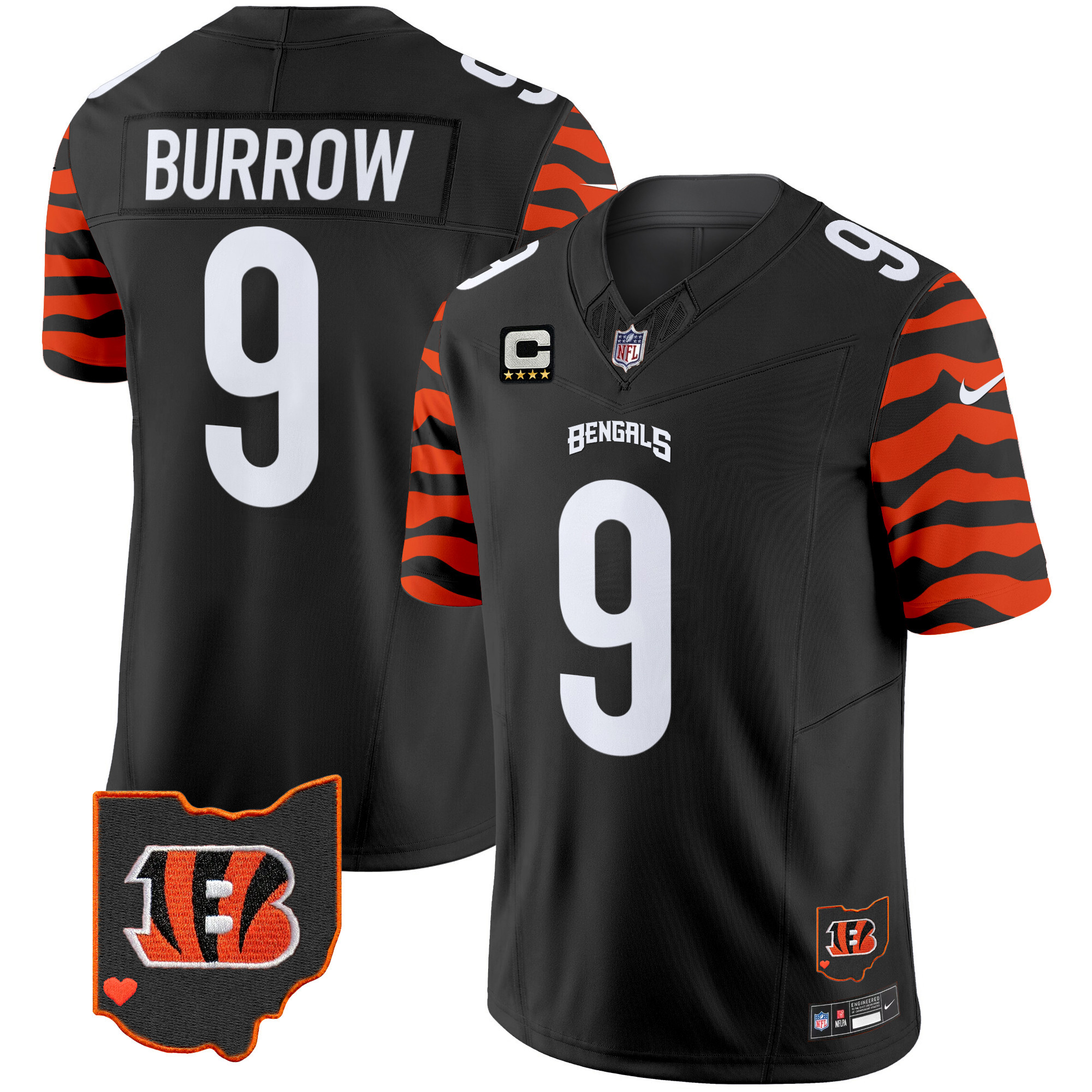 Joe Burrow Men's Cincinnati Bengals Stripes Vapor Limited Black Jersey - All Stitched