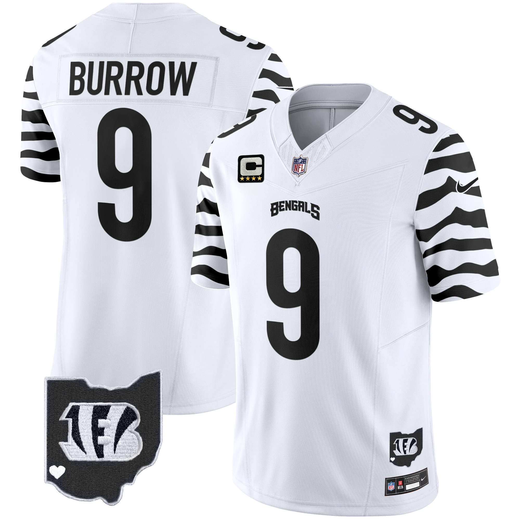 Joe Burrow Men's Cincinnati Bengals Stripes Vapor Limited White Jersey - All Stitched