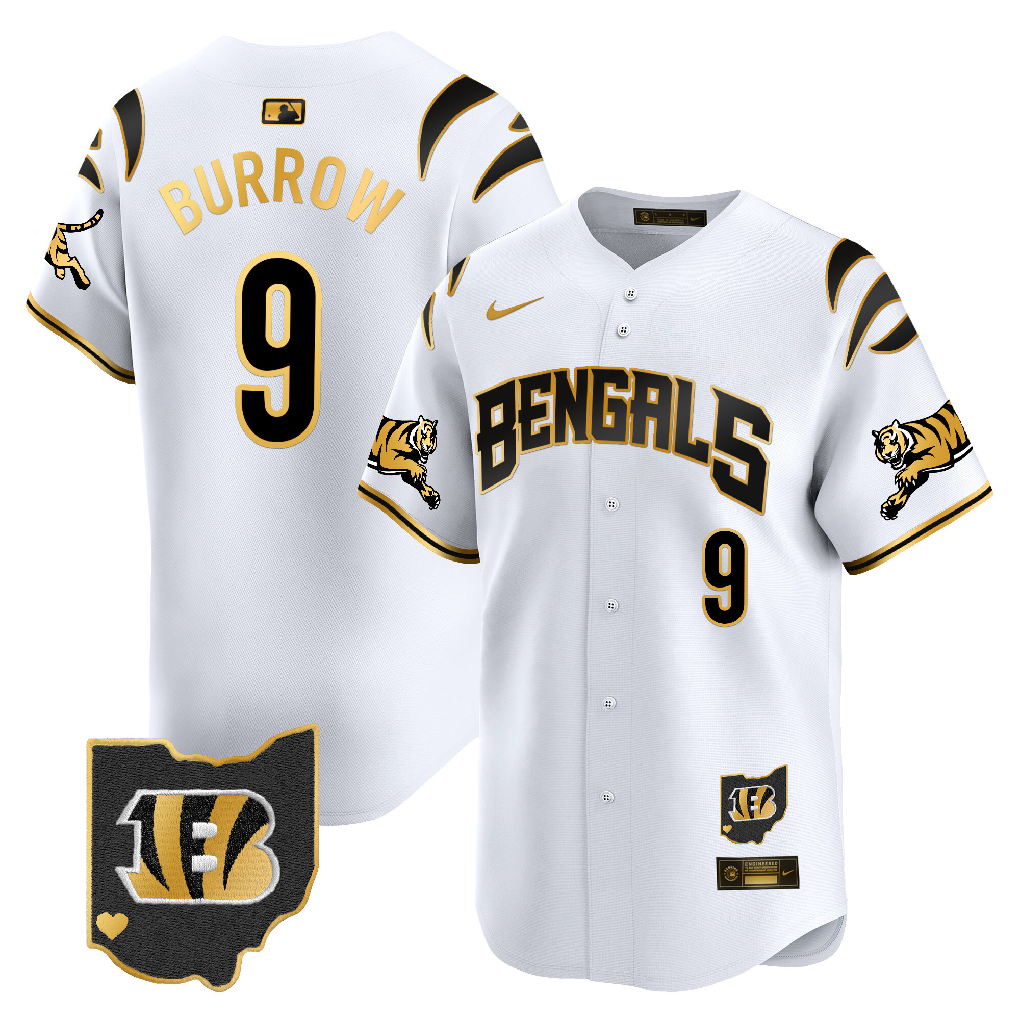 Joe Burrow Men's Cincinnati Bengals Vapor Premier Limited White Gold Jersey - All Stitched