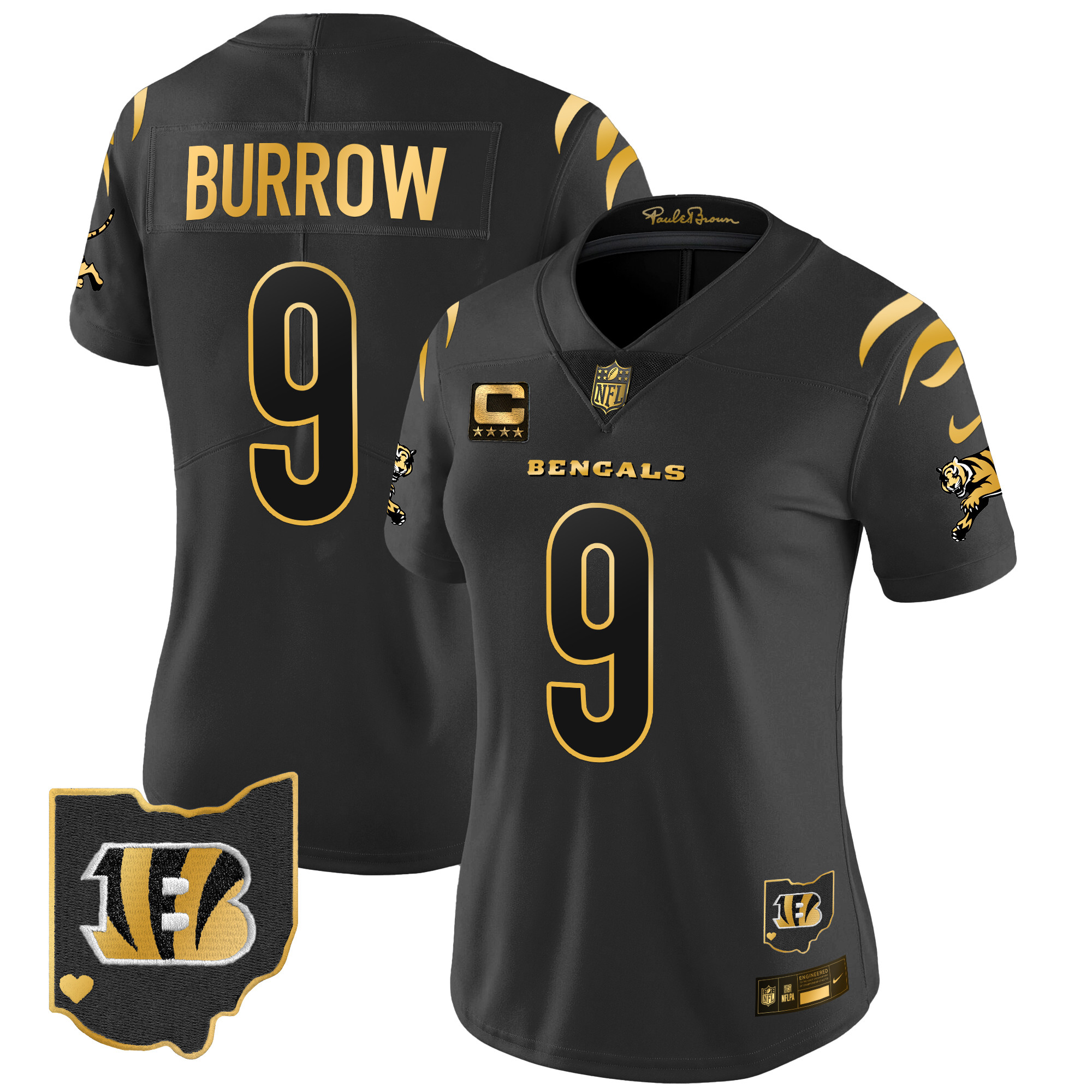 Joe Burrow Women's Cincinnati Bengals 2024 Gold Vapor Limited Black Gold Jersey - All Stitched