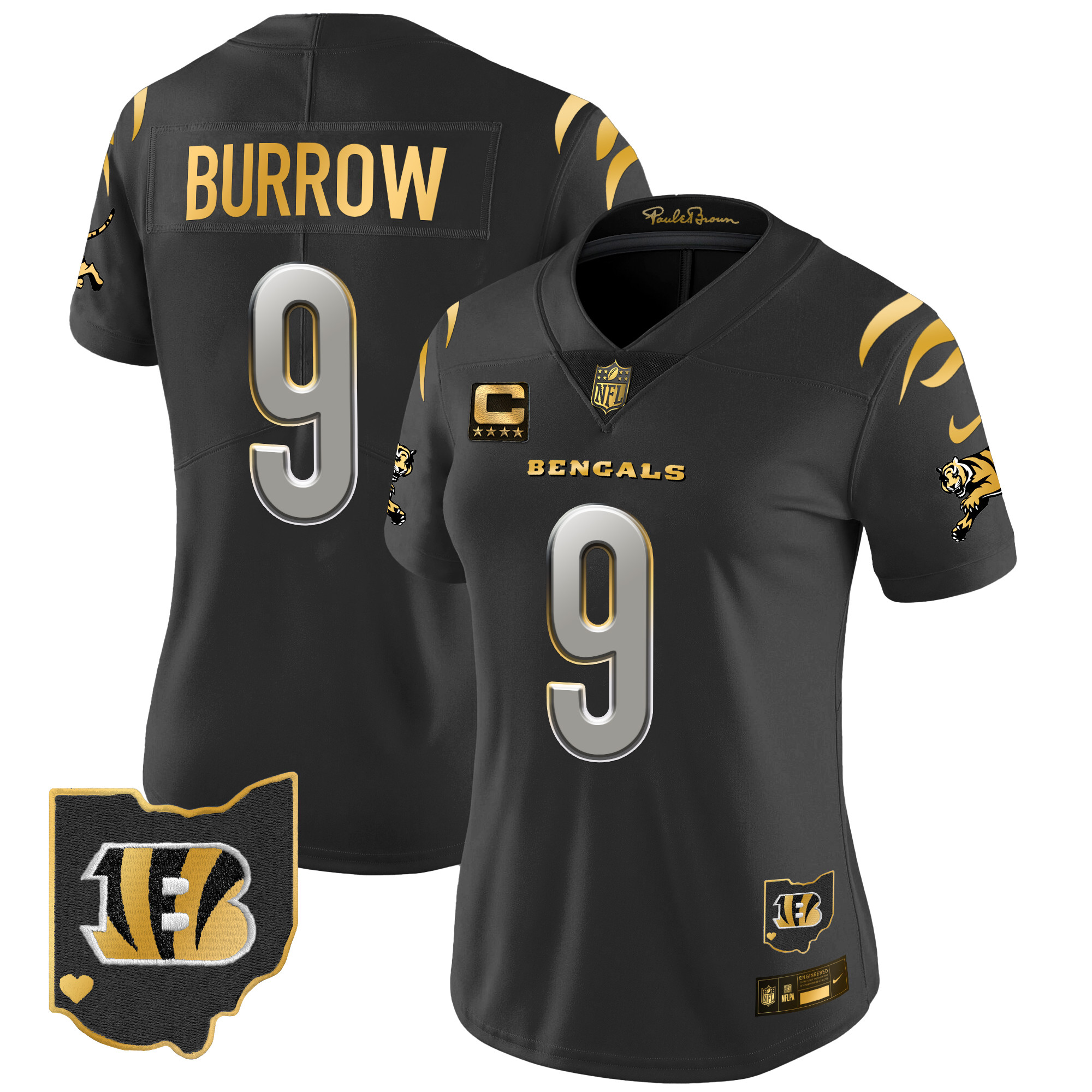 Joe Burrow Women's Cincinnati Bengals 2024 Gold Vapor Limited Black Limited Jersey - All Stitched