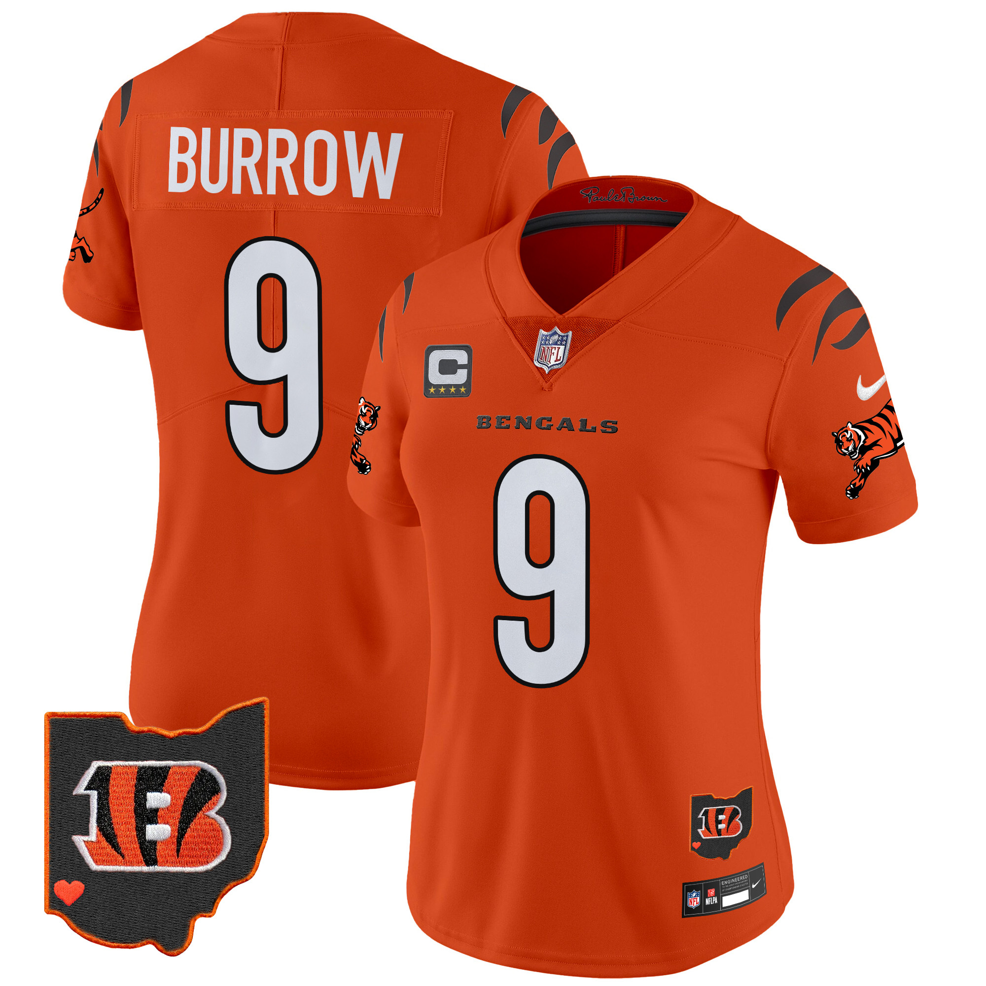 Joe Burrow Women's Cincinnati Bengals 2024 Vapor Limited Orange Jersey - All Stitched