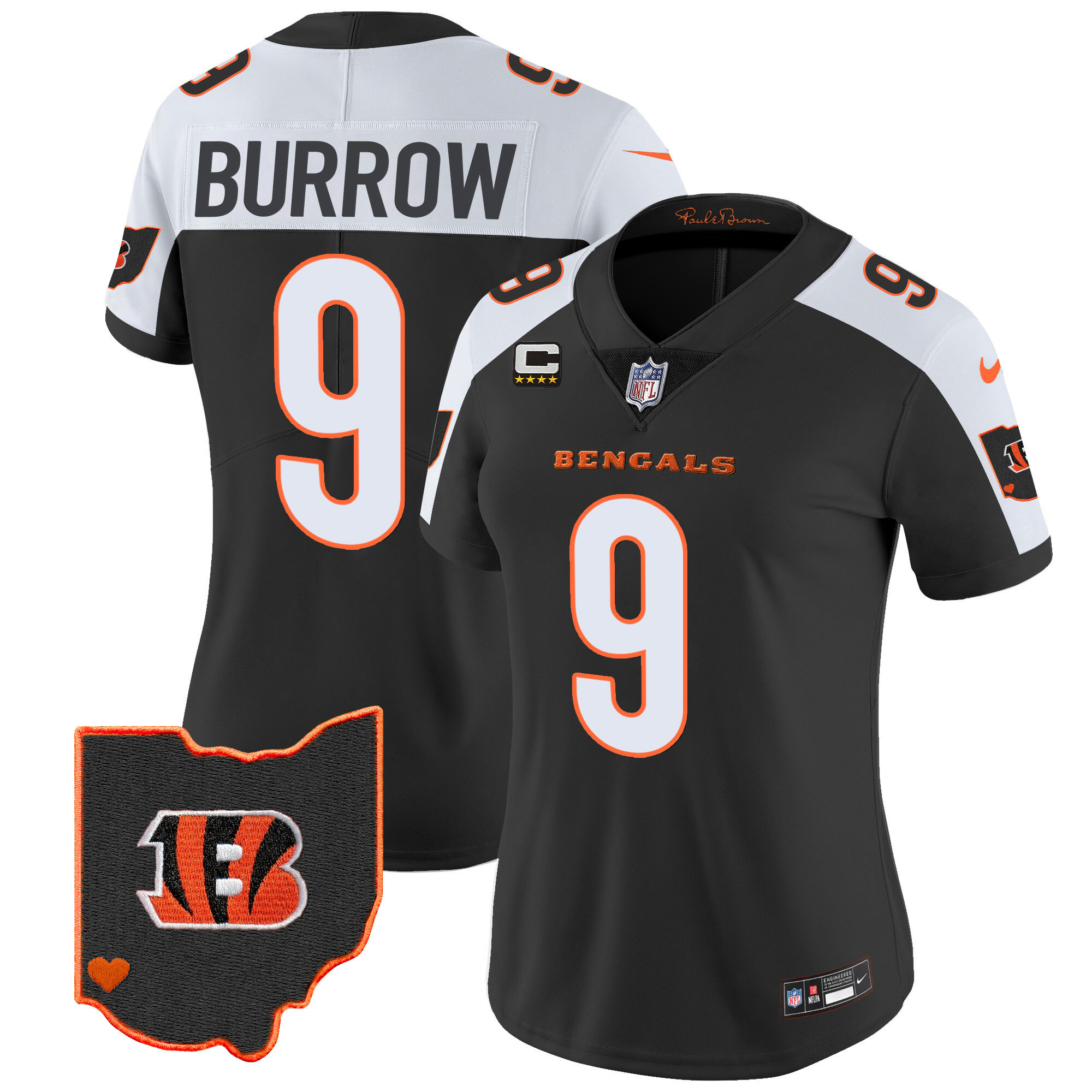 Joe Burrow Women's Cincinnati Bengals Ohio Patch Vapor Limited Alternate Jersey - All Stitched