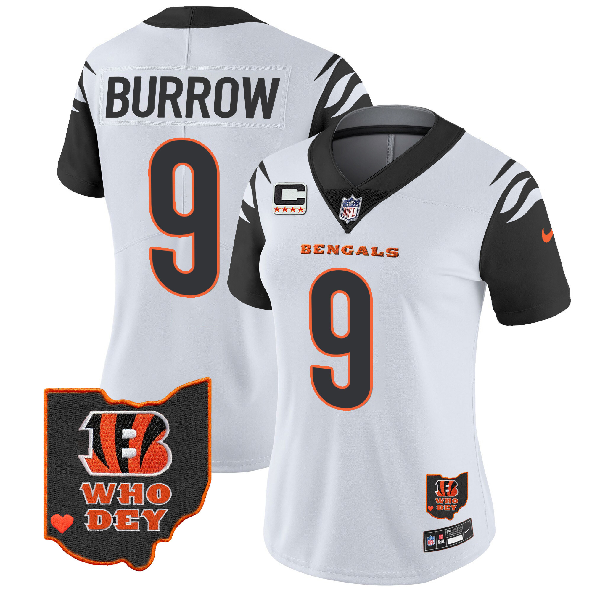 Joe Burrow Women's Cincinnati Bengals Ohio Patch Vapor Limited Color Rush Jersey - All Stitched
