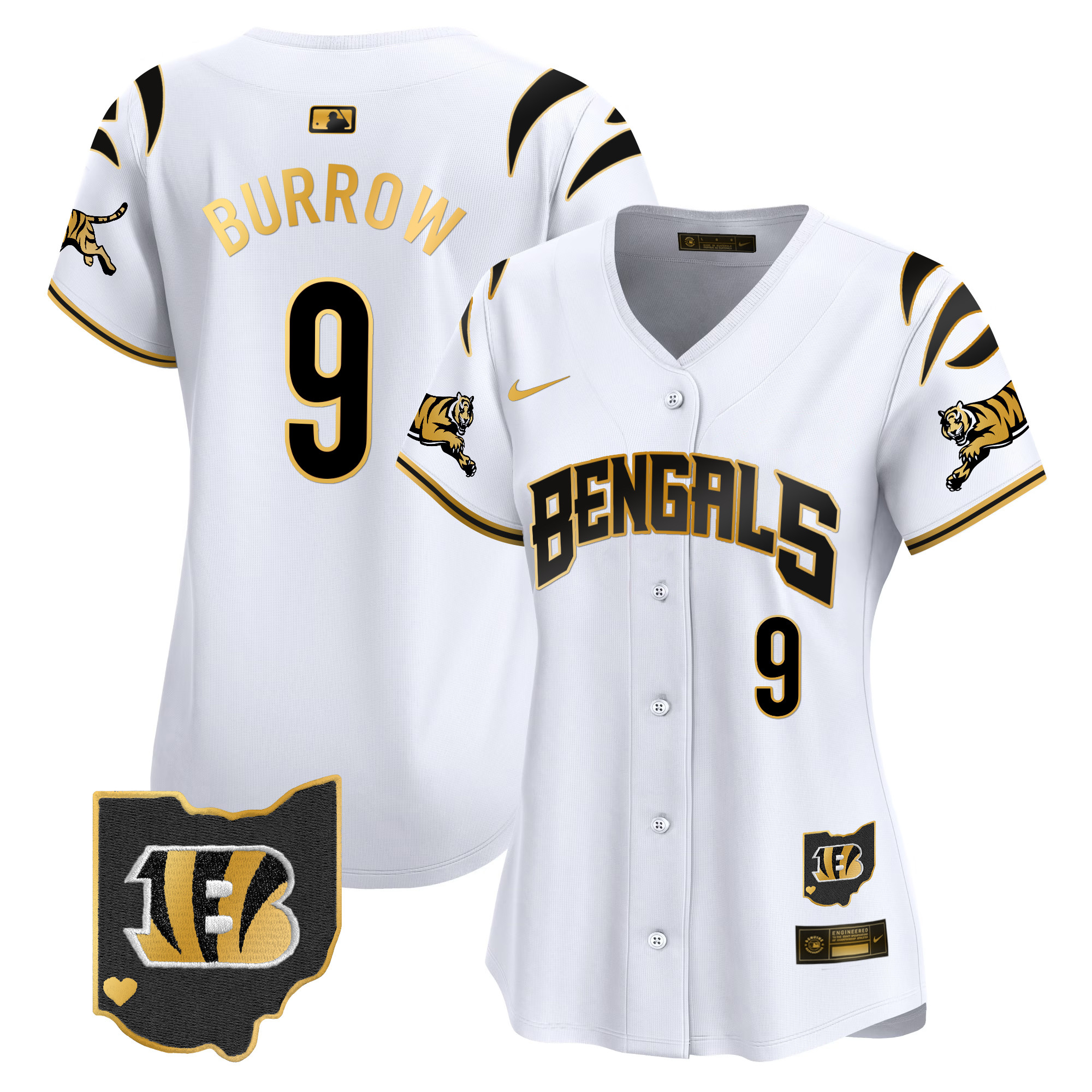 Joe Burrow Women's Cincinnati Bengals Vapor Premier Limited White Gold Jersey - All Stitched