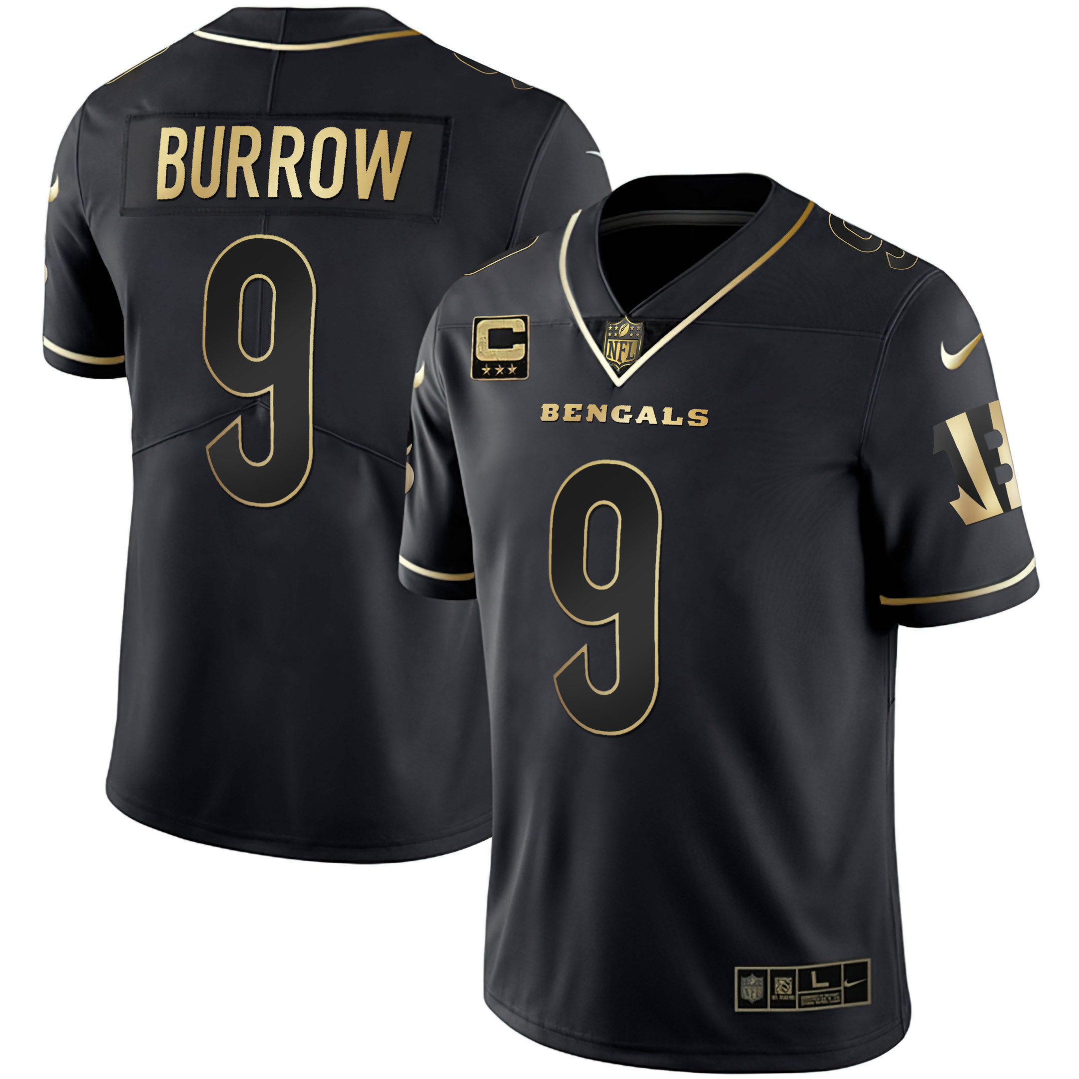 Joe Burrow Women's Cincinnati Bengals White Gold & Black Gold Black Gold Jersey - All Stitched