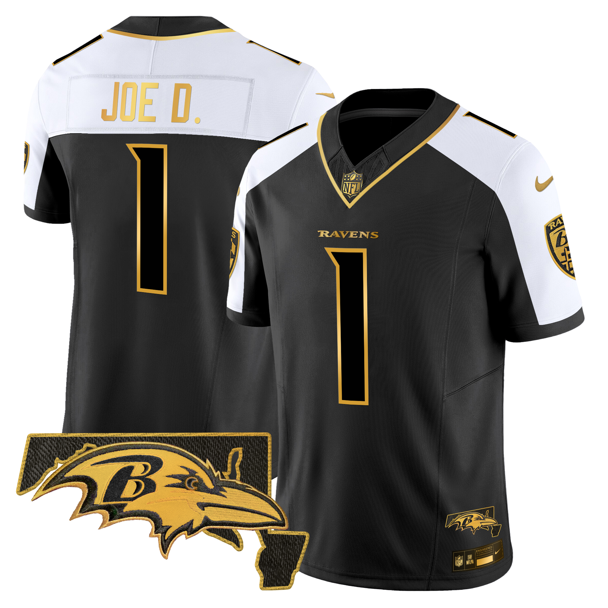 Joe D Men's Baltimore Ravens 2024 Gold Vapor Limited Alternate Jersey - All Stitched