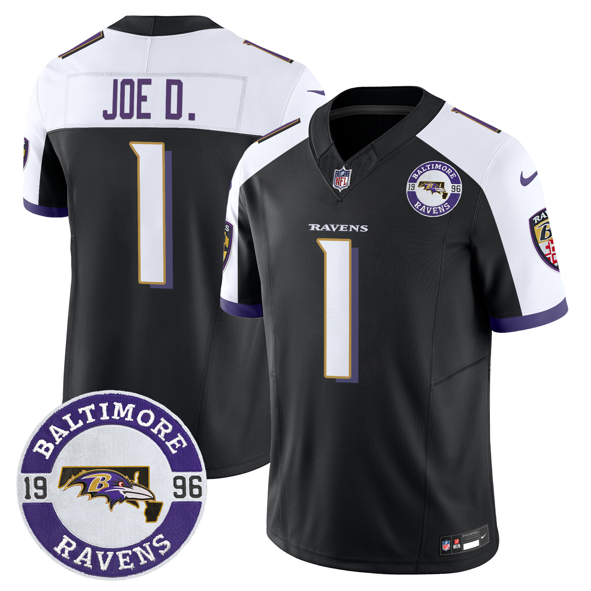 Joe D Men's Baltimore Ravens 2024 Vapor Limited Black Alternate Jersey - All Stitched